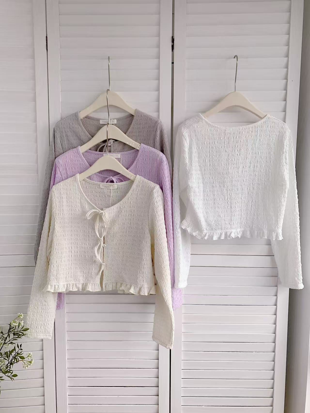 HELLO MILK TEE- 86215 綁帶開衫