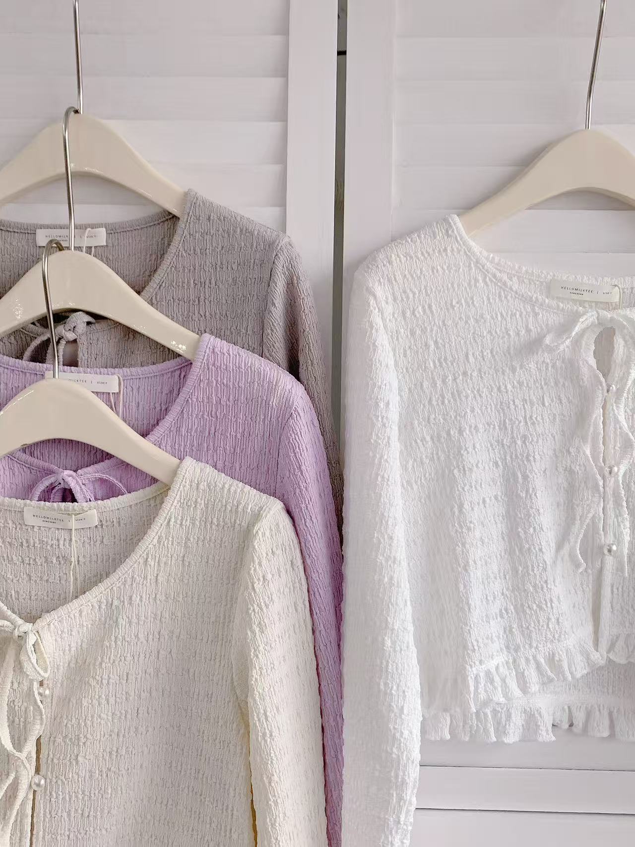 HELLO MILK TEE- 86215 綁帶開衫