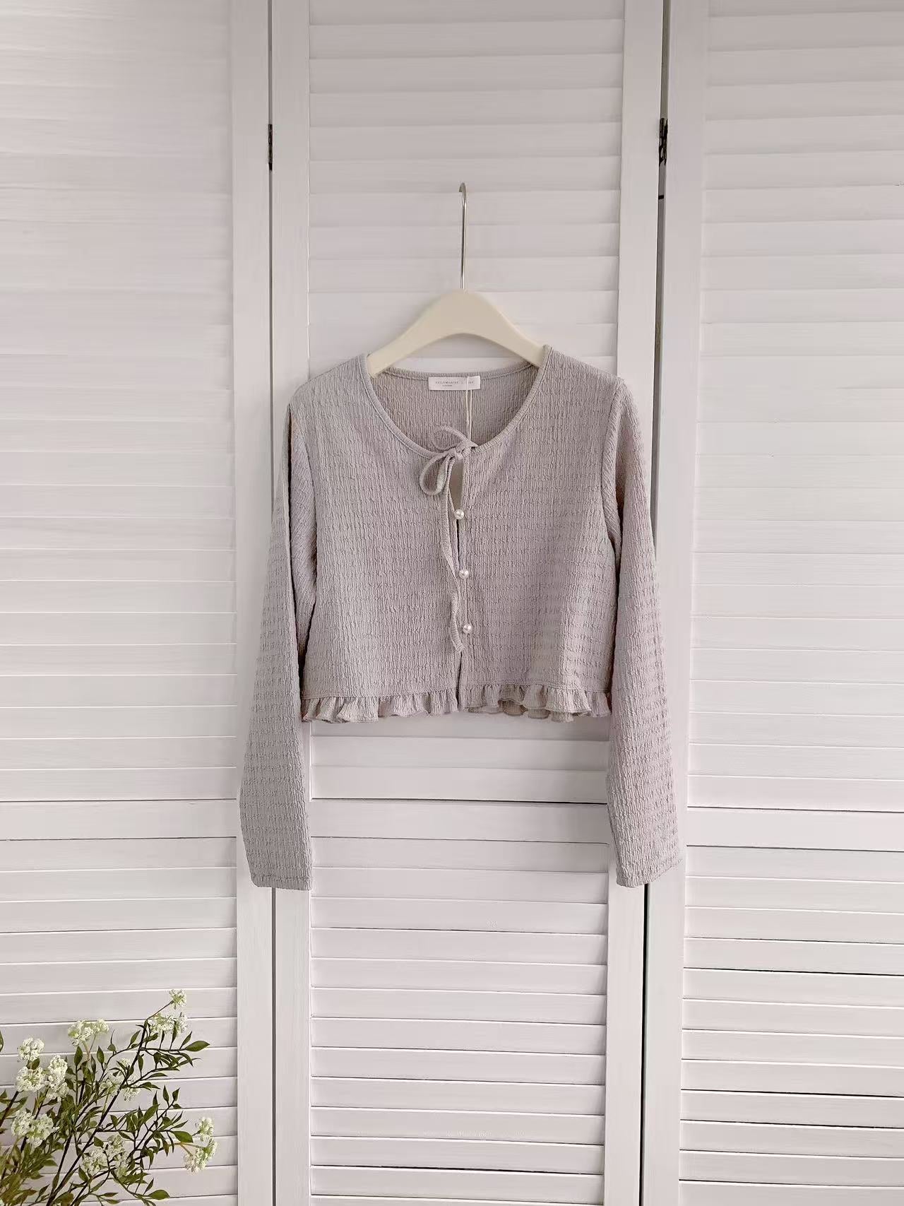 HELLO MILK TEE- 86215 綁帶開衫