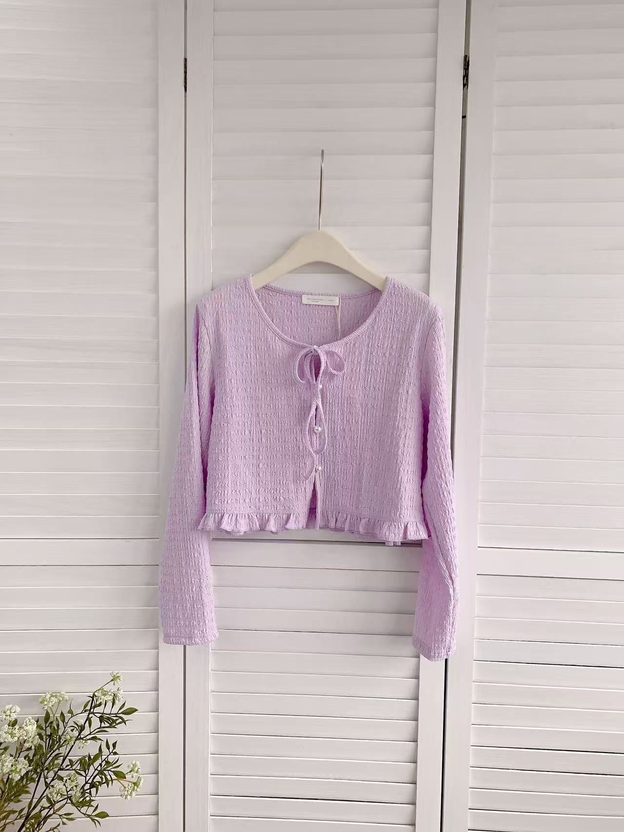 HELLO MILK TEE- 86215 綁帶開衫