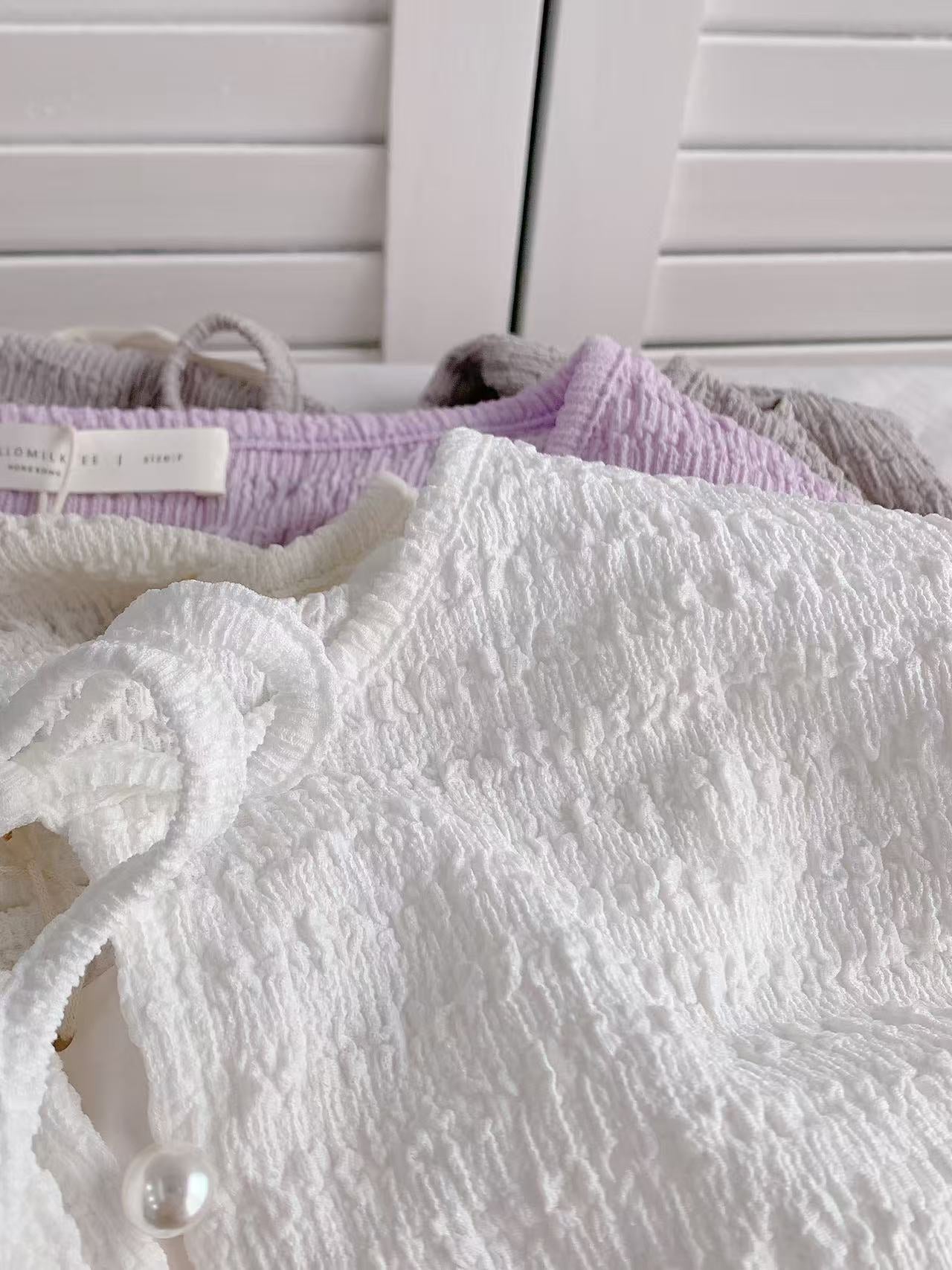 HELLO MILK TEE- 86215 綁帶開衫