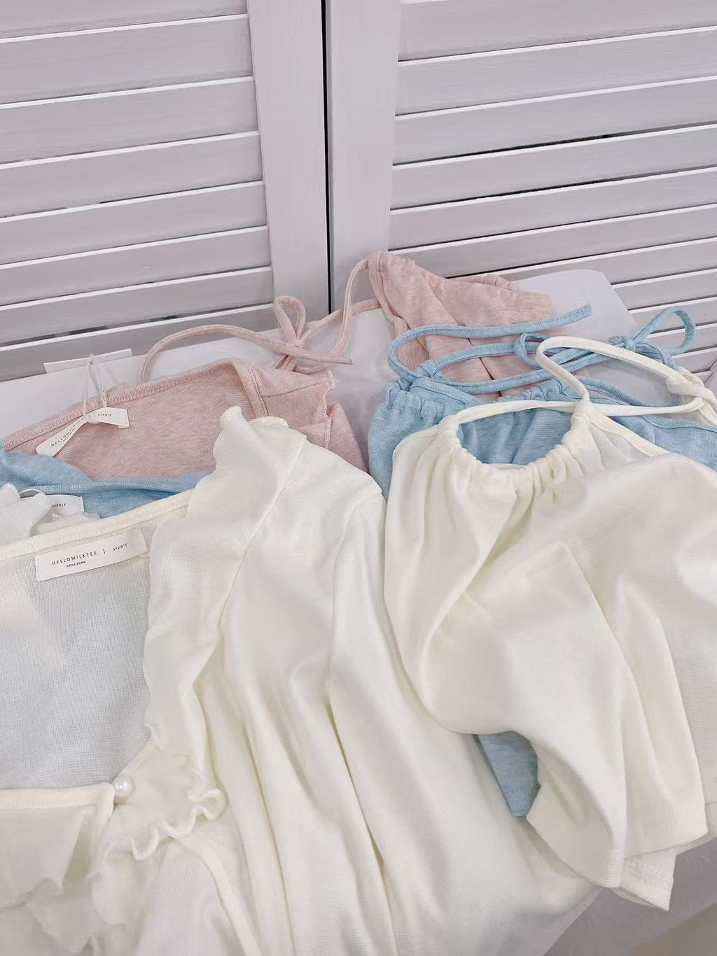 HELLO MILK TEE- 86137 圓領套裝