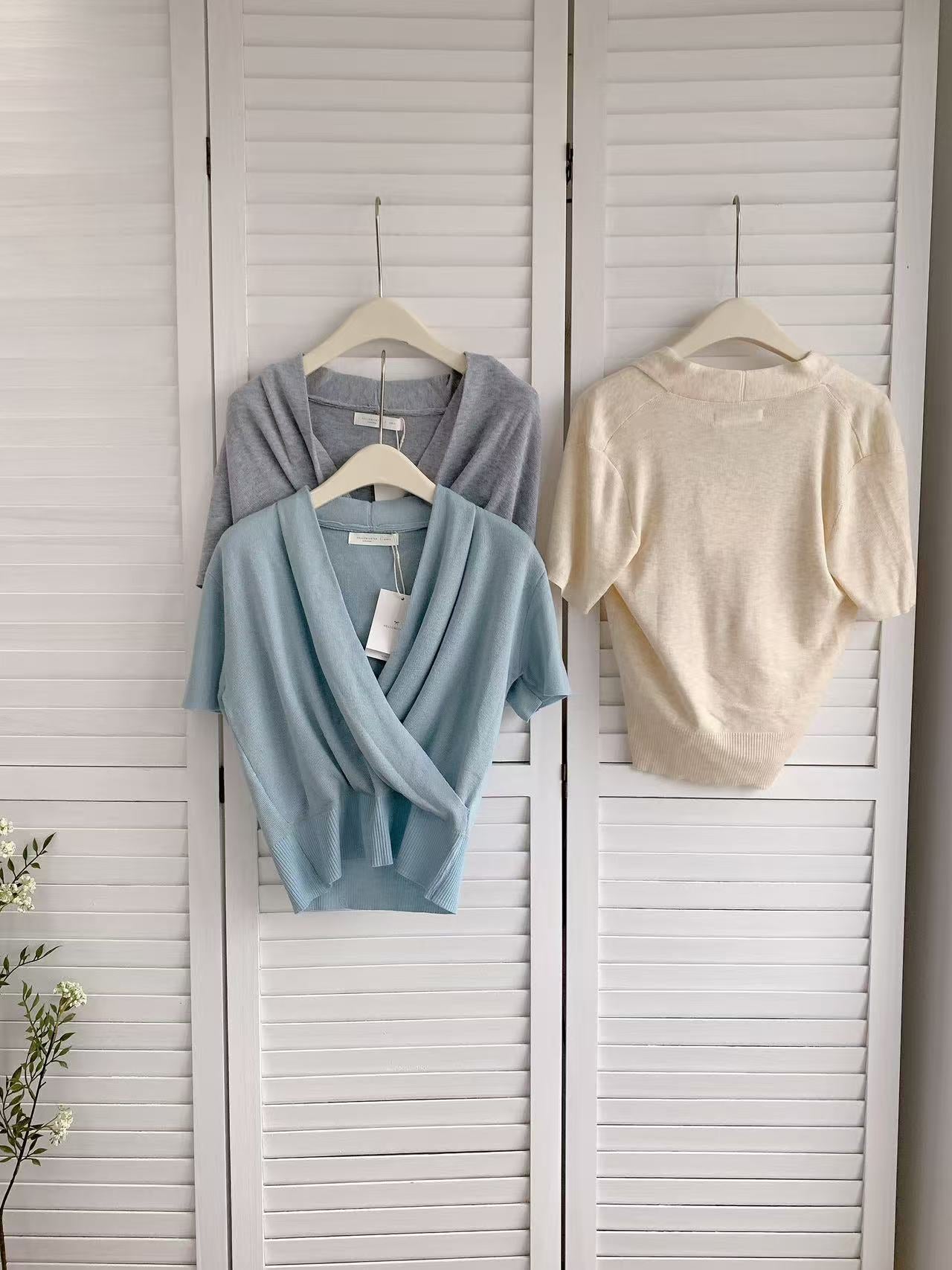 HELLO MILK TEE- 86058 交叉針織衫