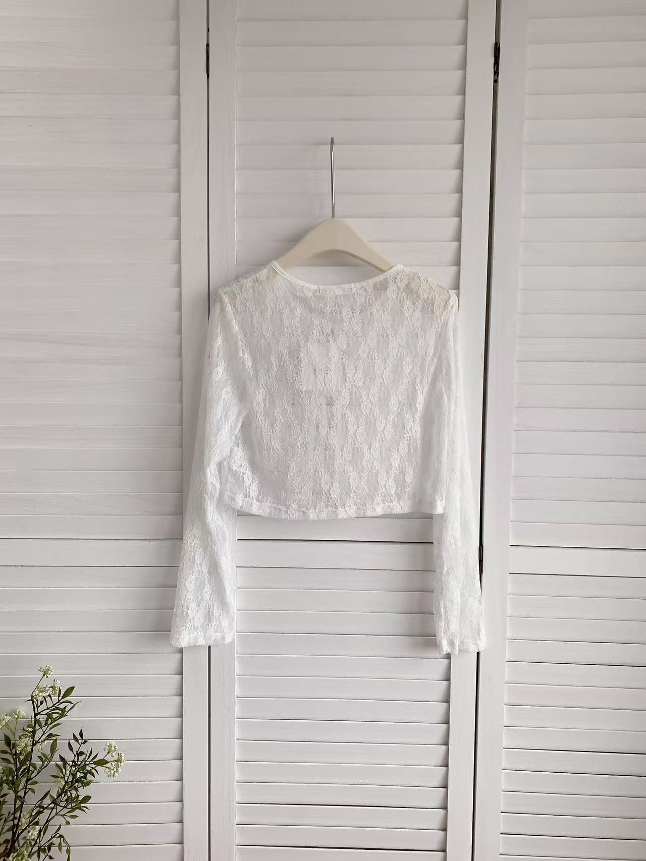 HELLO MILK TEE- 86227 系帶小衫