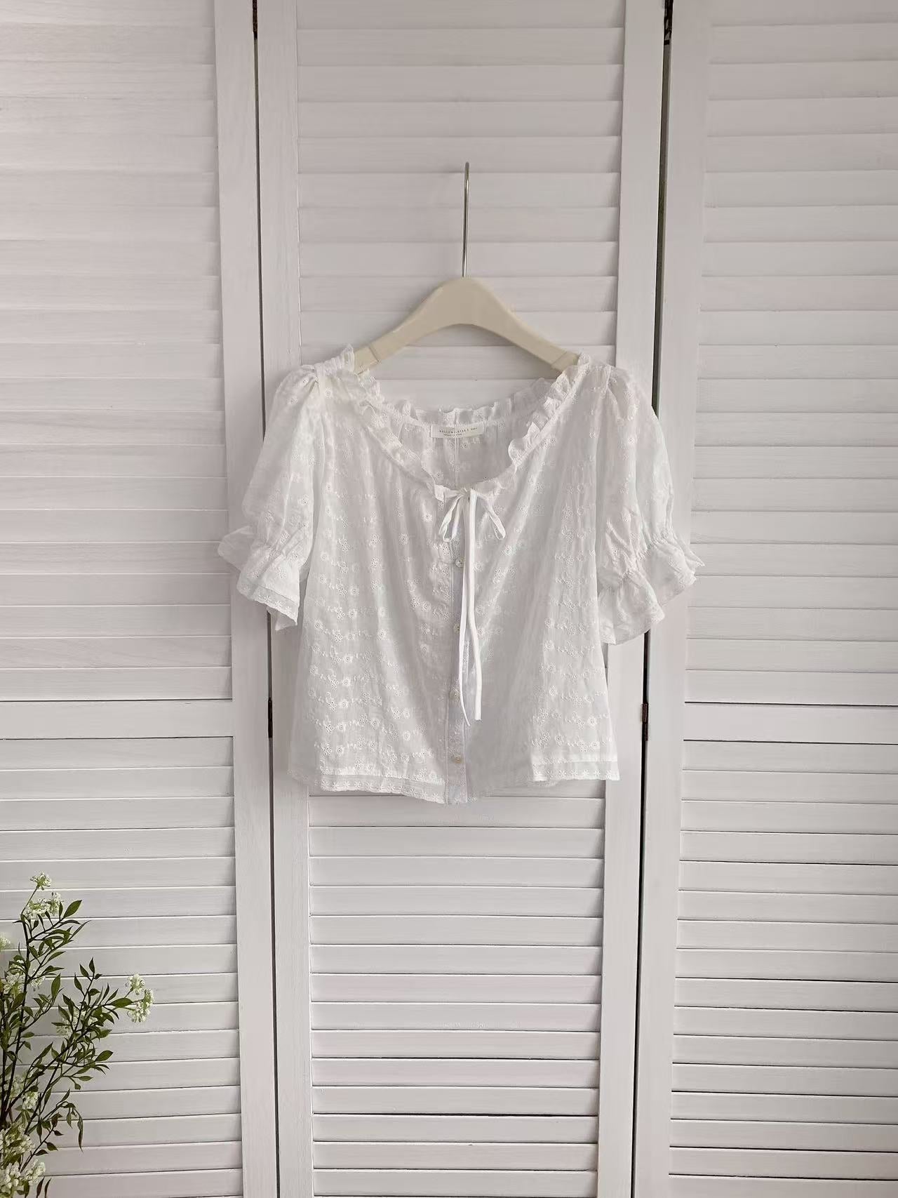 HELLO MILK TEE- 86241 提花小衫