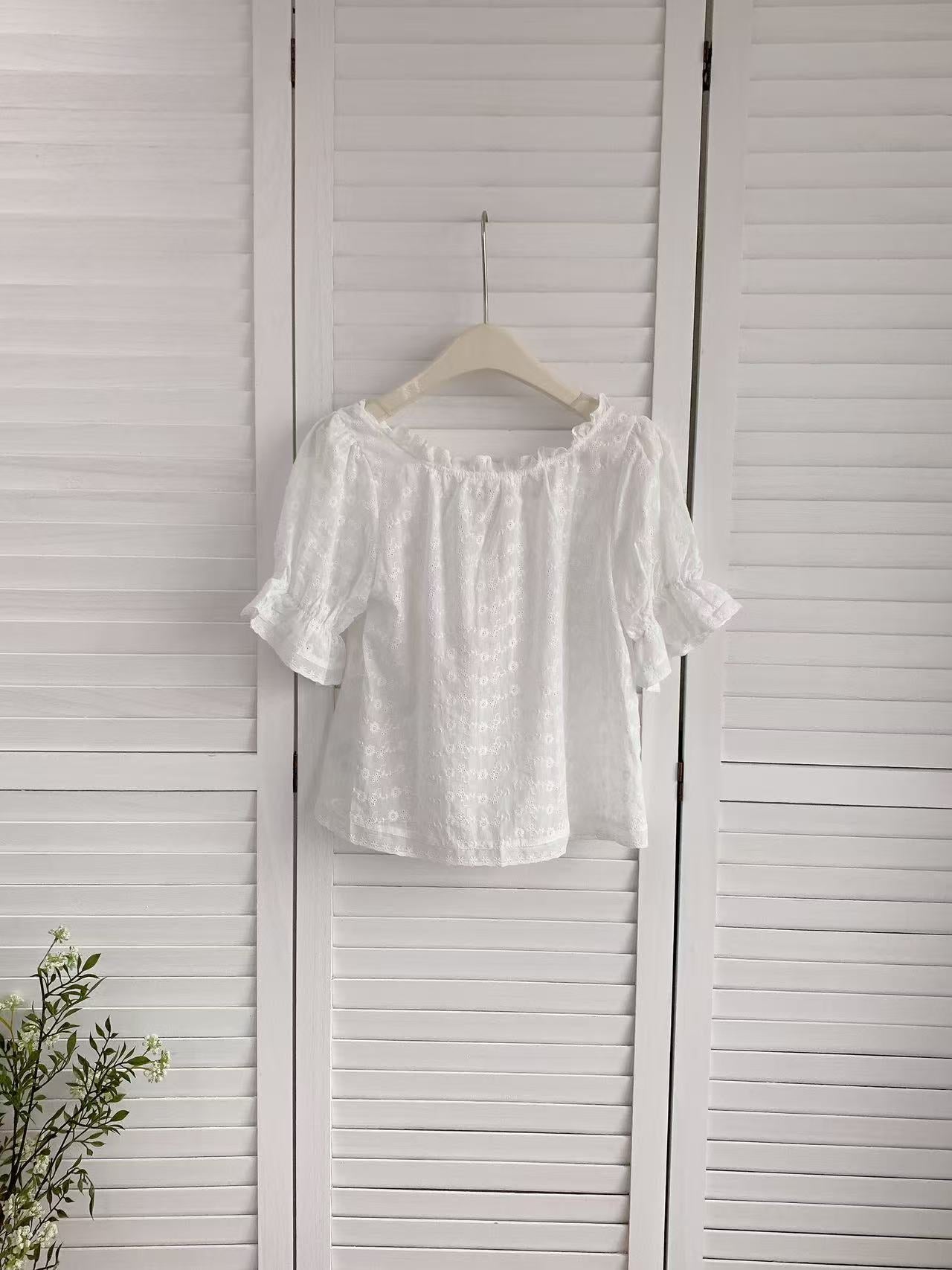 HELLO MILK TEE- 86241 提花小衫