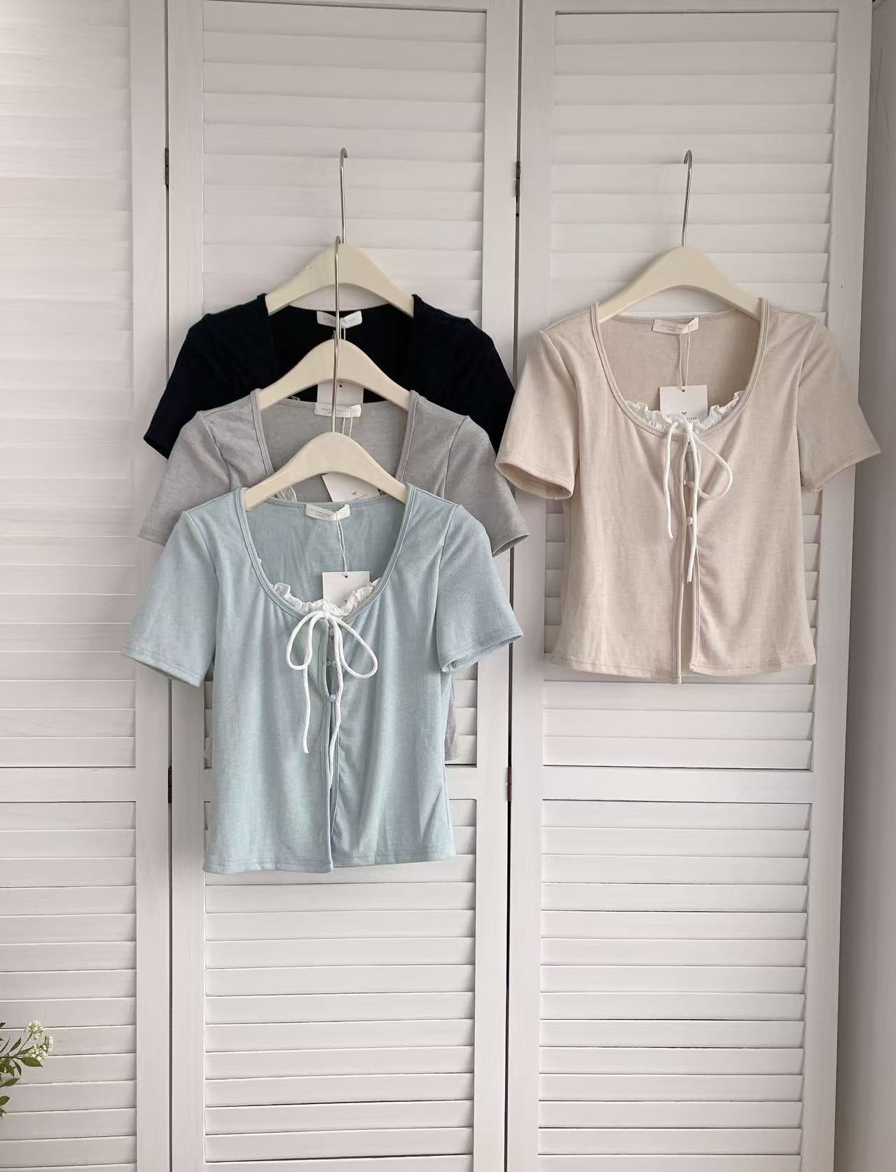 HELLO MILK TEE- 86097 假兩件T