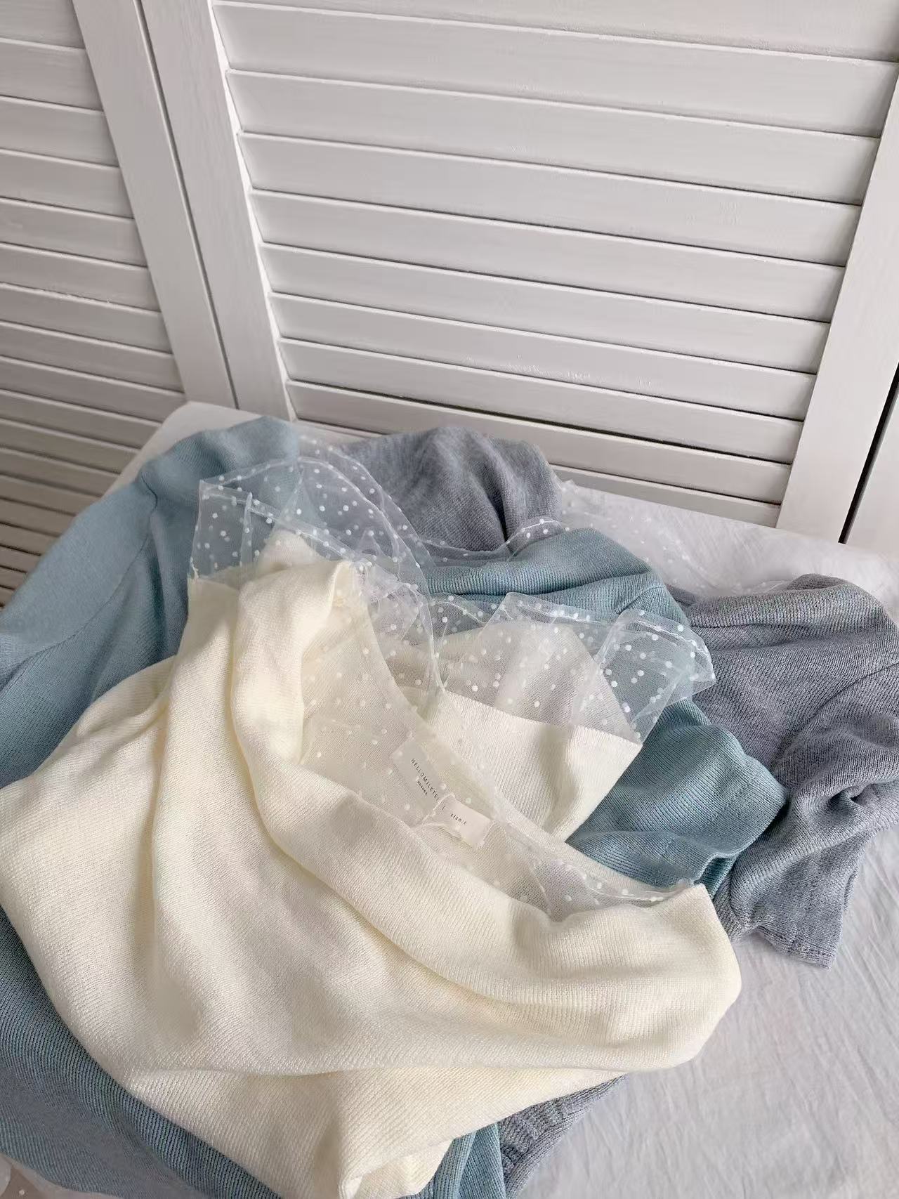 HELLO MILK TEE- 86057 拼接針織衫