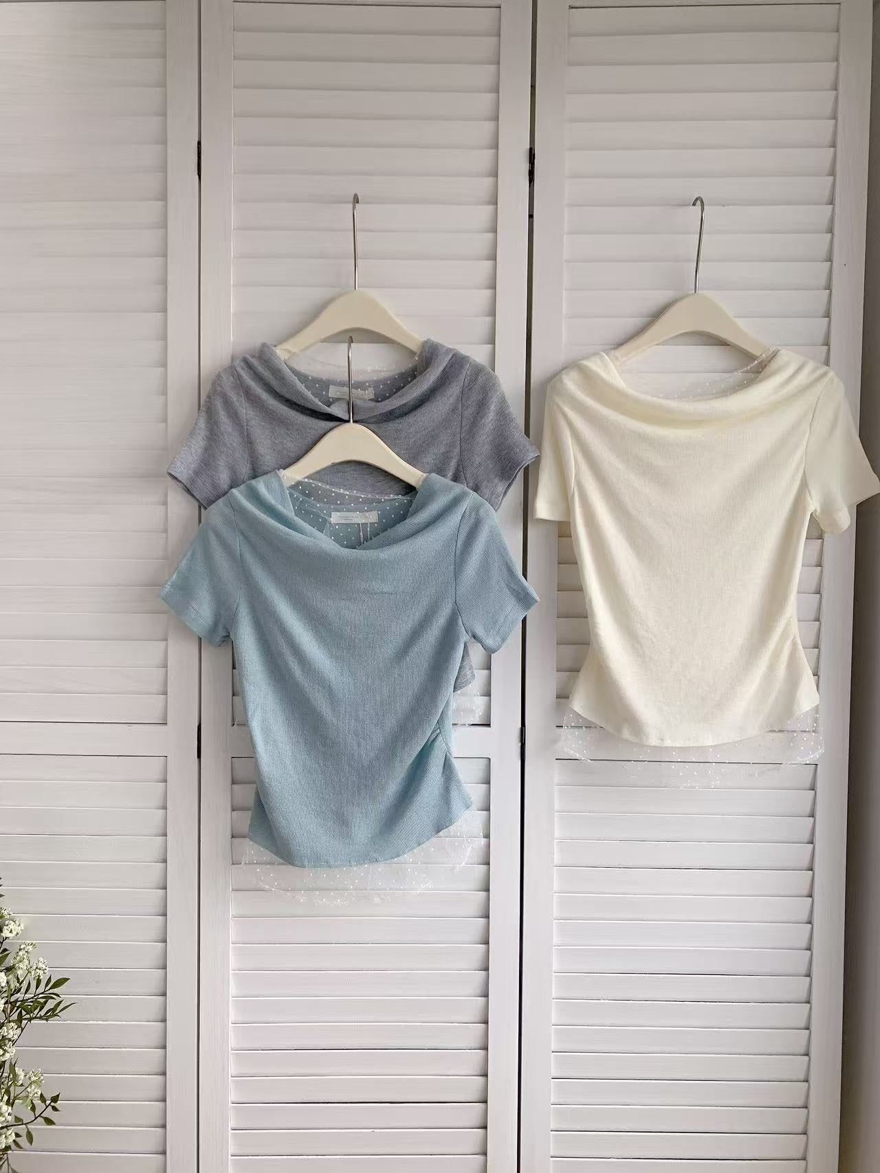 HELLO MILK TEE- 86057 拼接針織衫