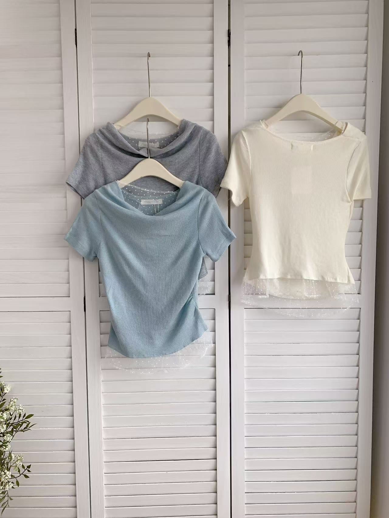 HELLO MILK TEE- 86057 拼接針織衫
