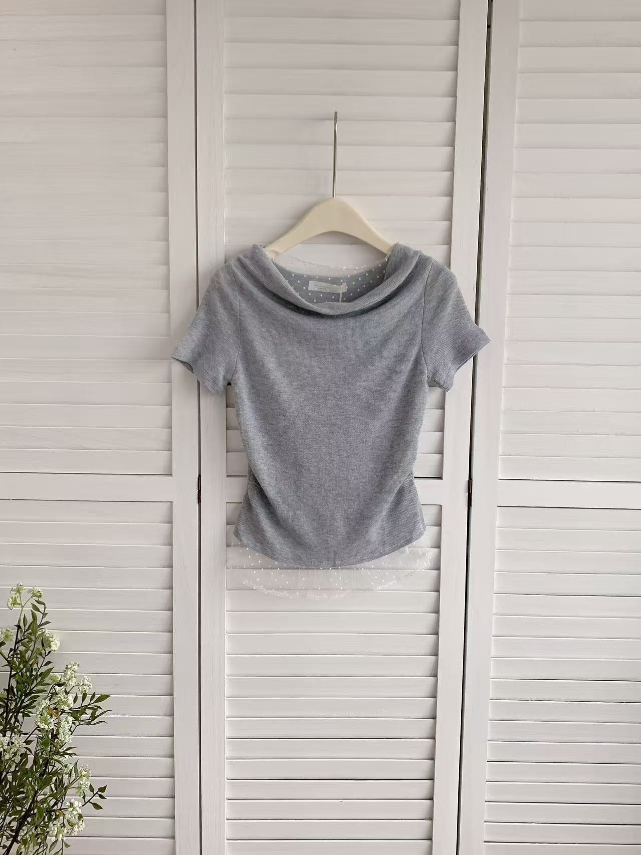 HELLO MILK TEE- 86057 拼接針織衫