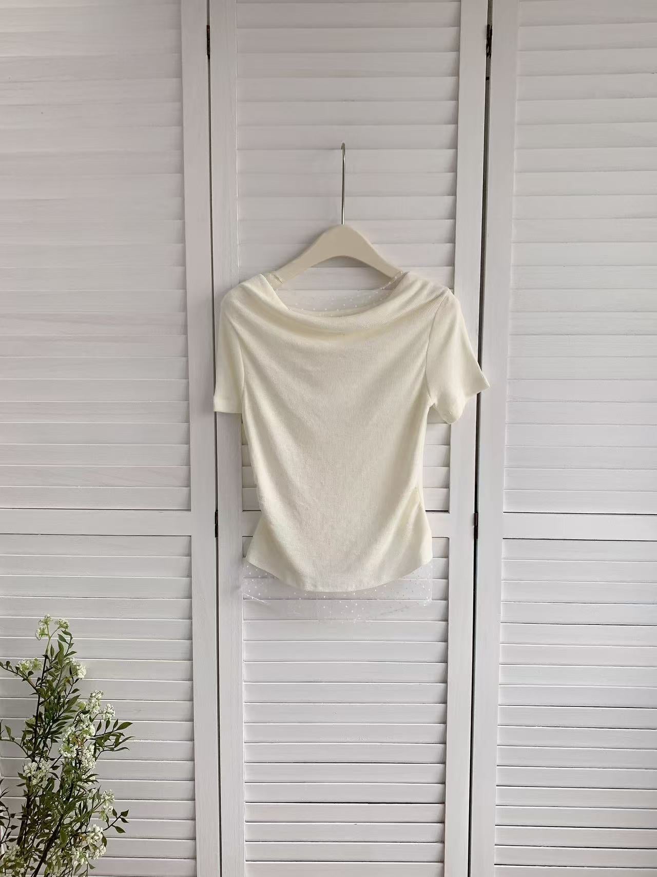 HELLO MILK TEE- 86057 拼接針織衫