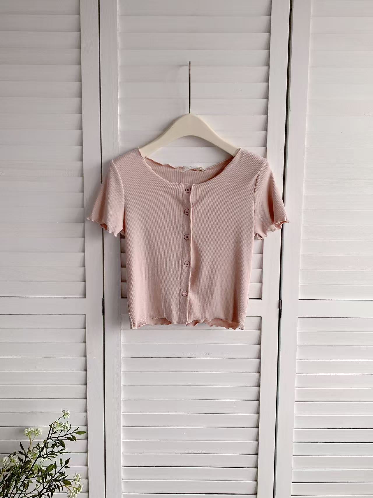 HELLO MILK TEE- 86242 波邊上衣