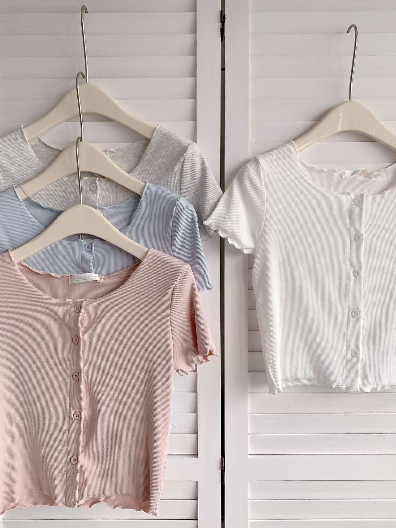HELLO MILK TEE- 86242 波邊上衣