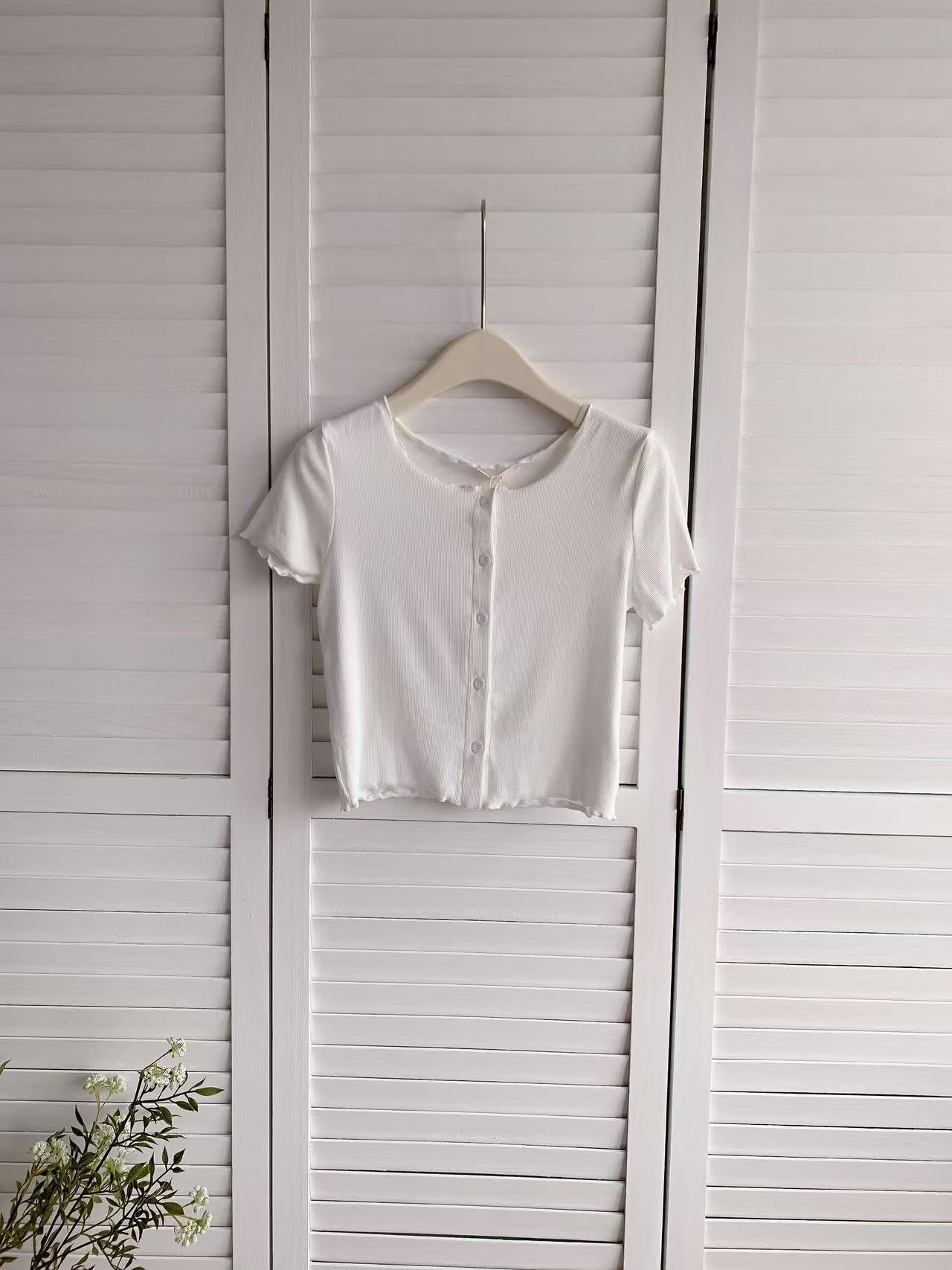 HELLO MILK TEE- 86242 波邊上衣