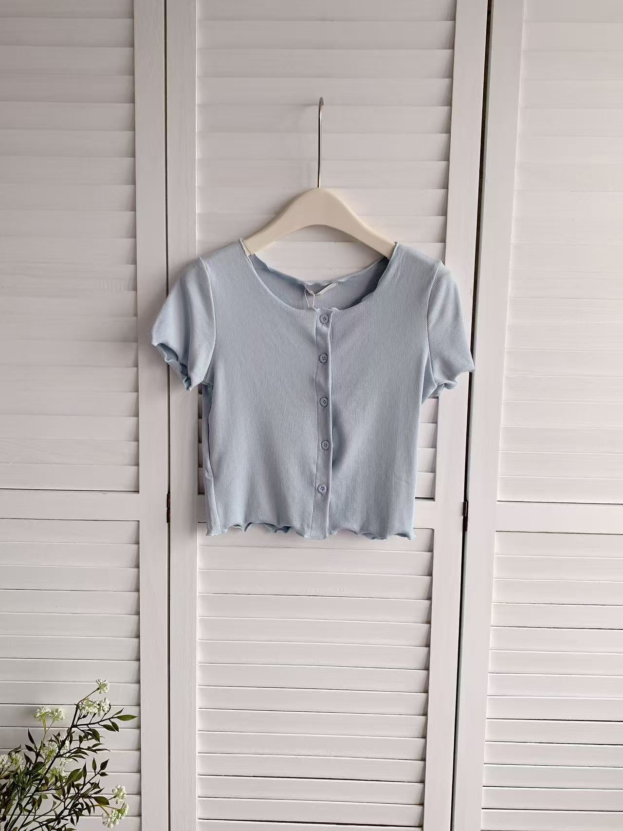 HELLO MILK TEE- 86242 波邊上衣