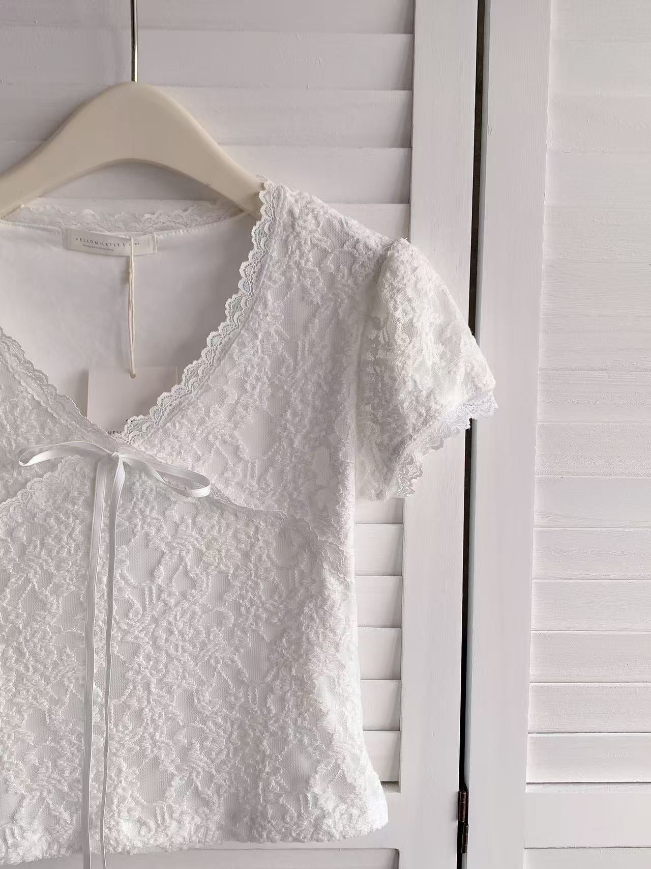 HELLO MILK TEE- 86316 重工短袖