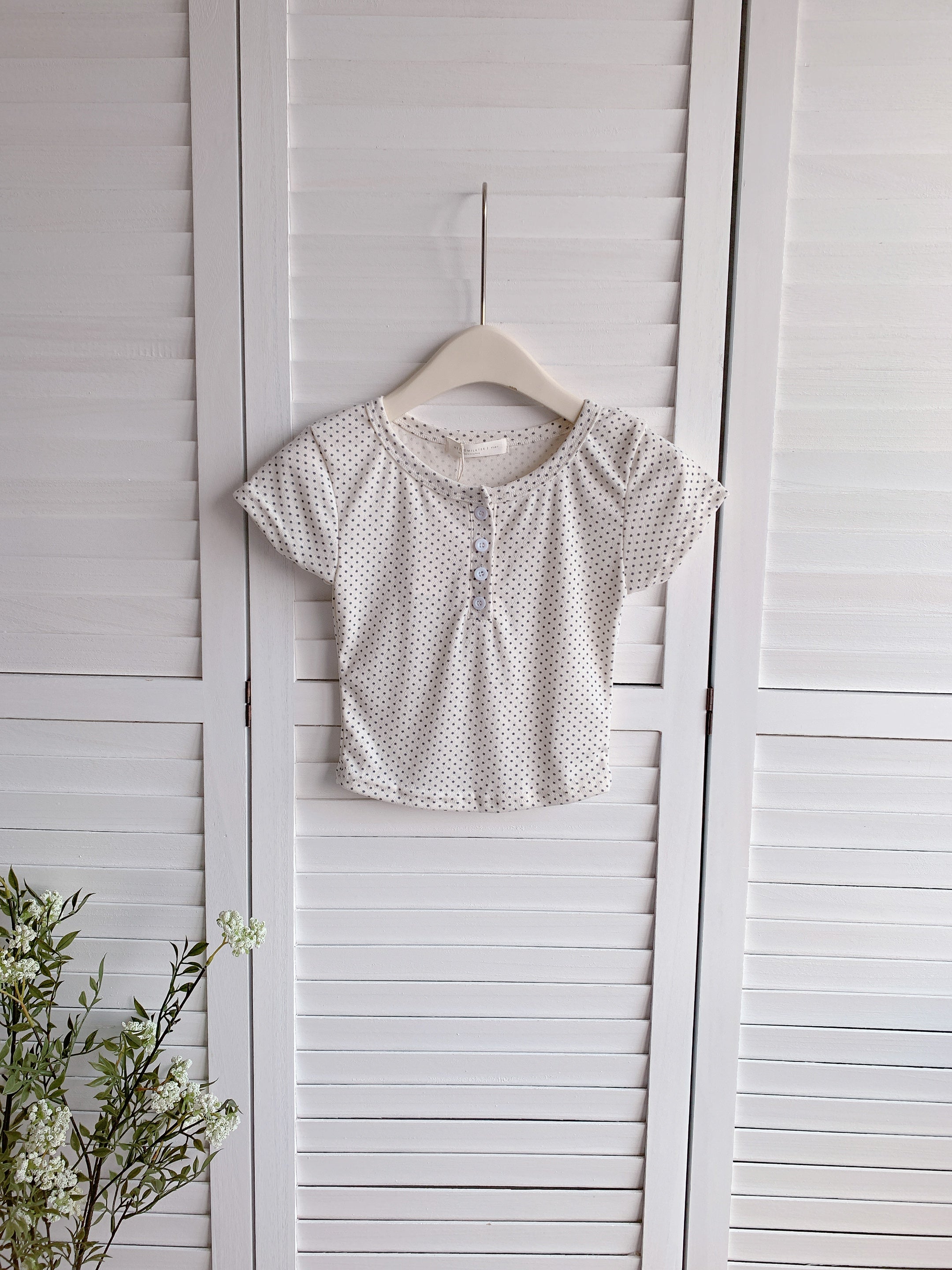 HELLO MILK TEE- 86247 波點上衣