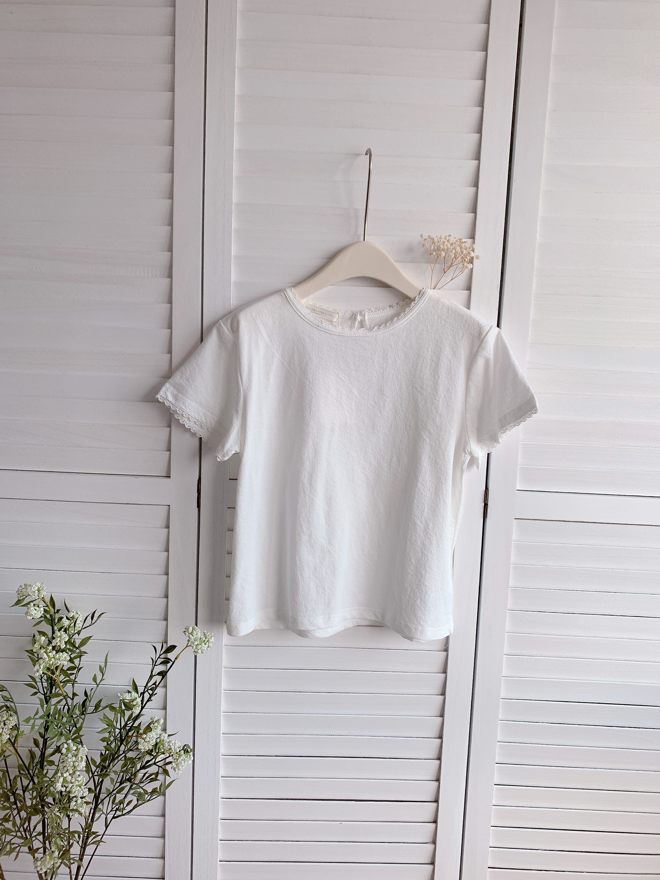 HELLO MILK TEE- 86313 花邊短袖