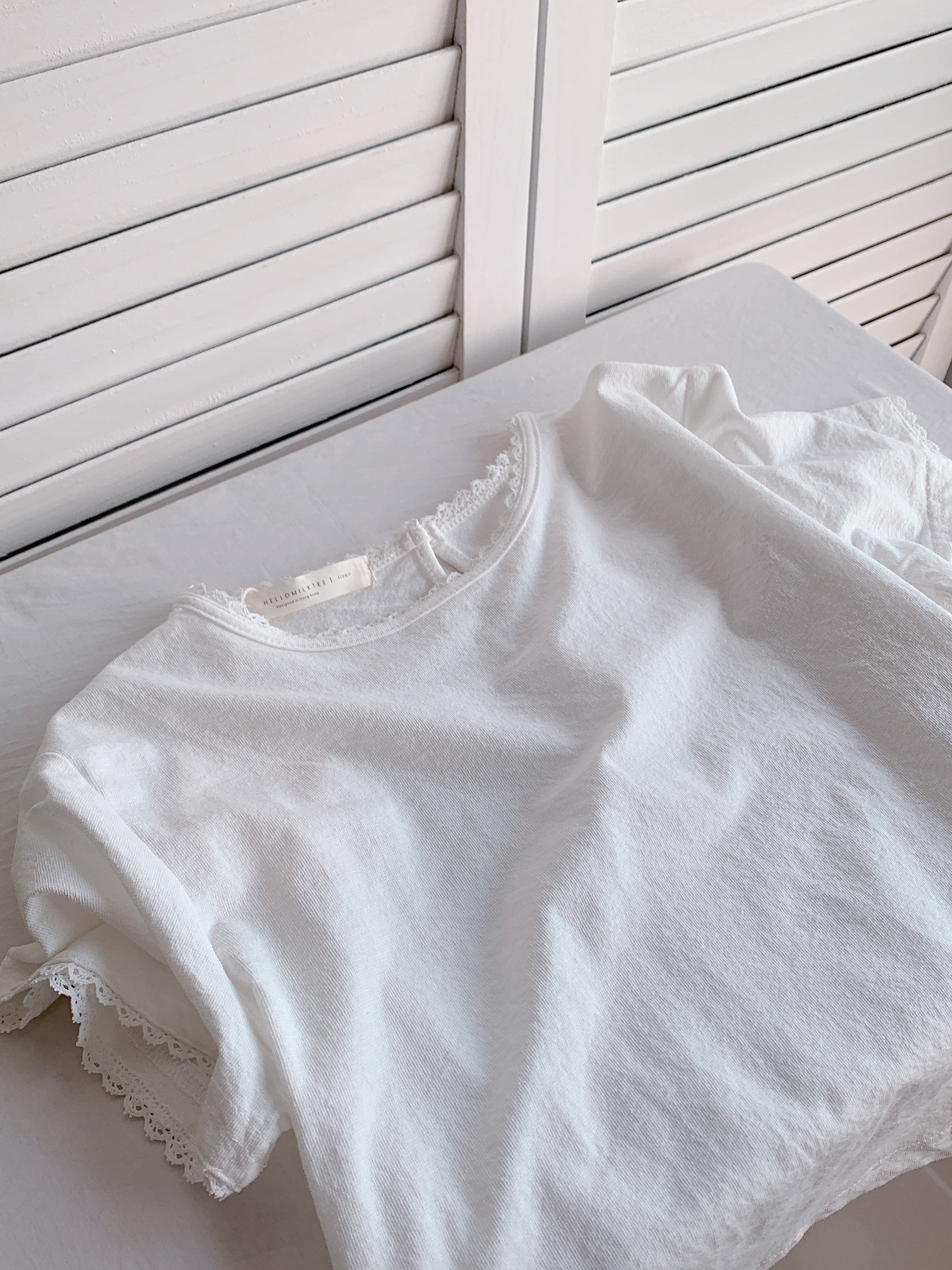 HELLO MILK TEE- 86313 花邊短袖