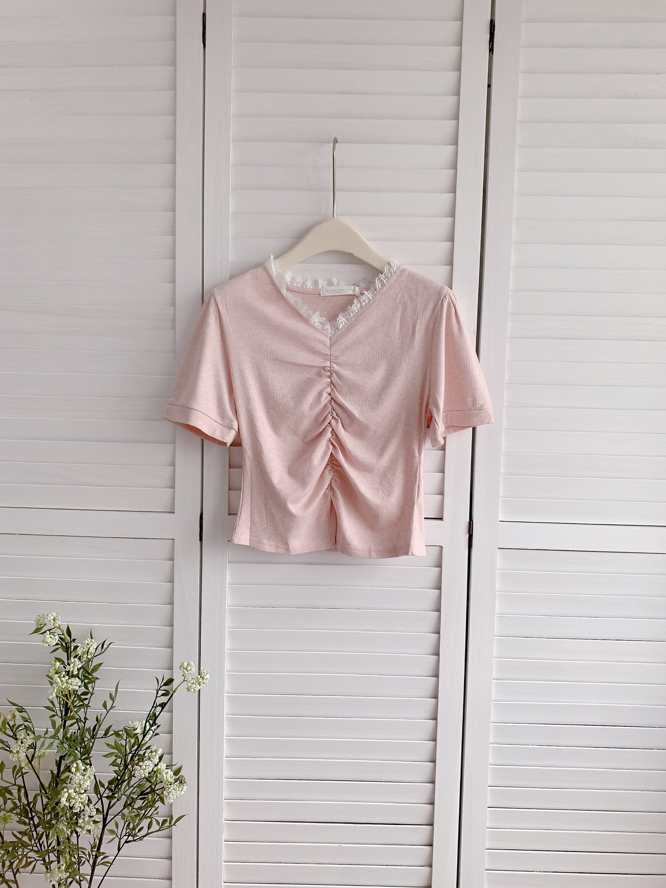 HELLO MILK TEE- 86305 花邊小衫