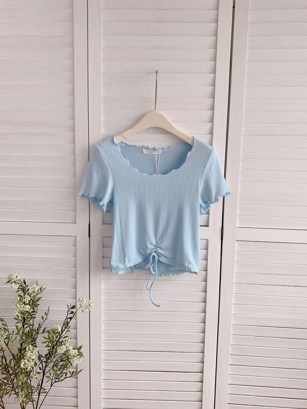 HELLO MILK TEE- 86350 拼接綁帶衫