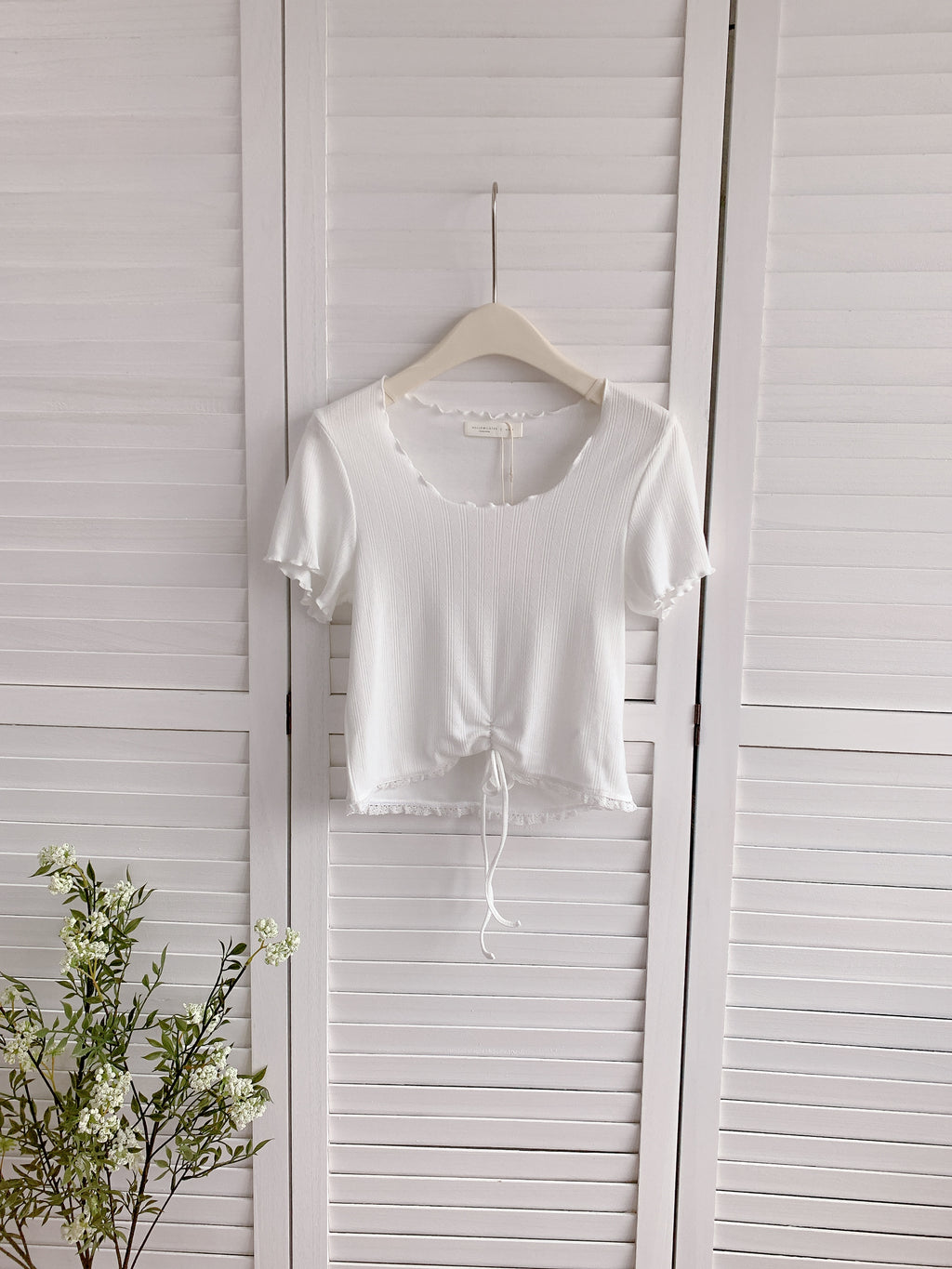 HELLO MILK TEE- 86350 拼接綁帶衫