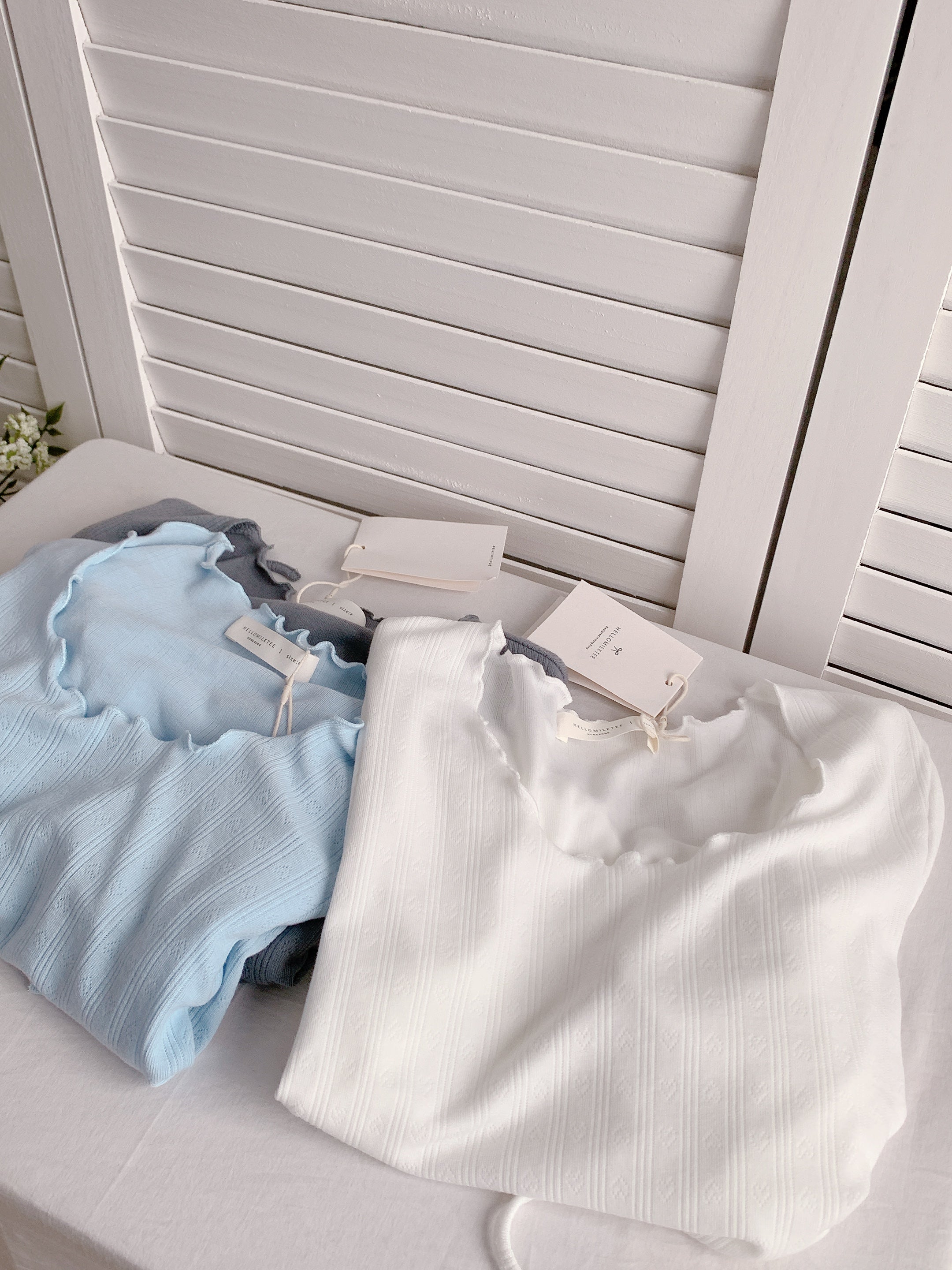 HELLO MILK TEE- 86350 拼接綁帶衫
