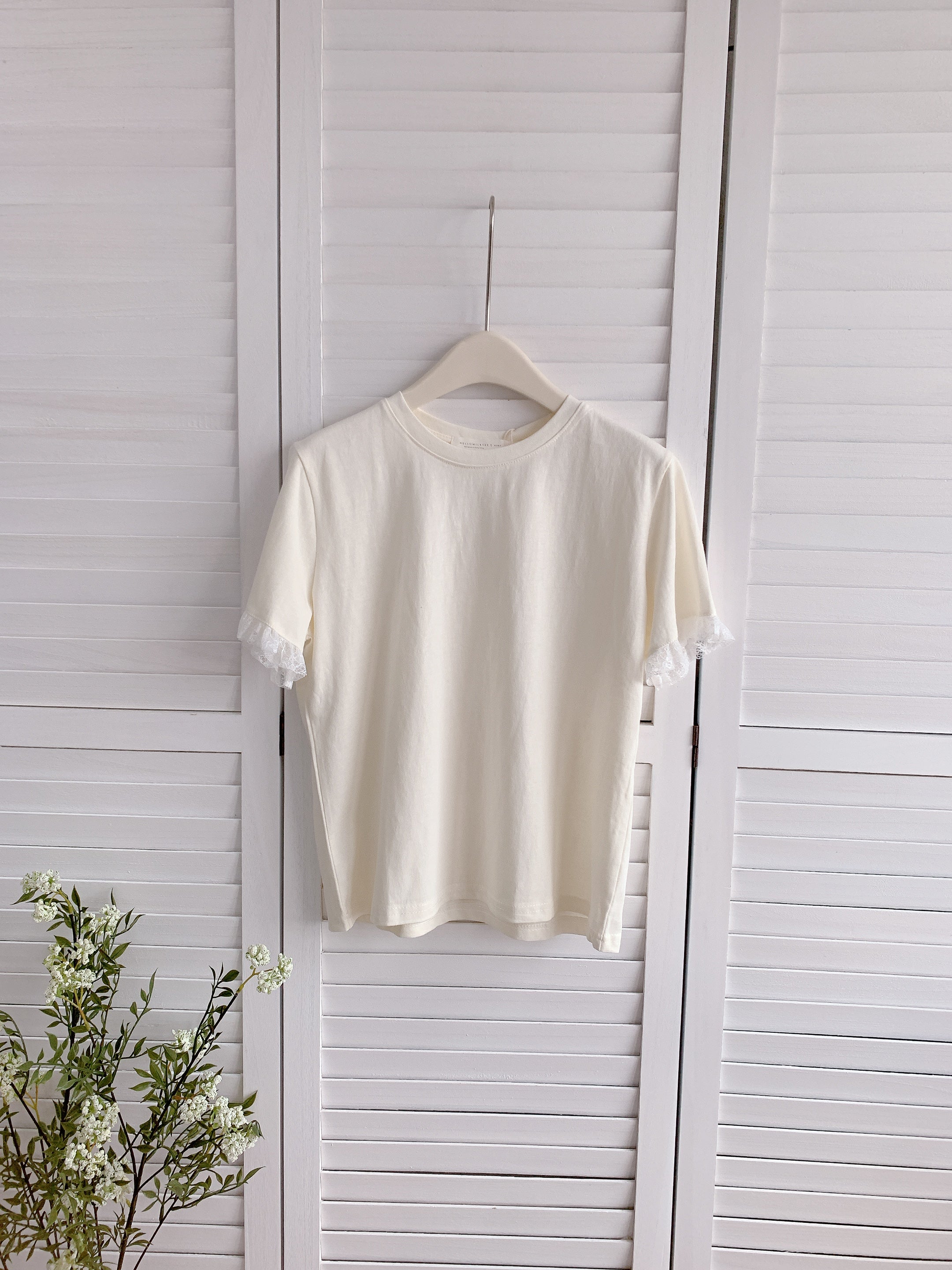 HELLO MILK TEE- 86306 短袖拼接衫