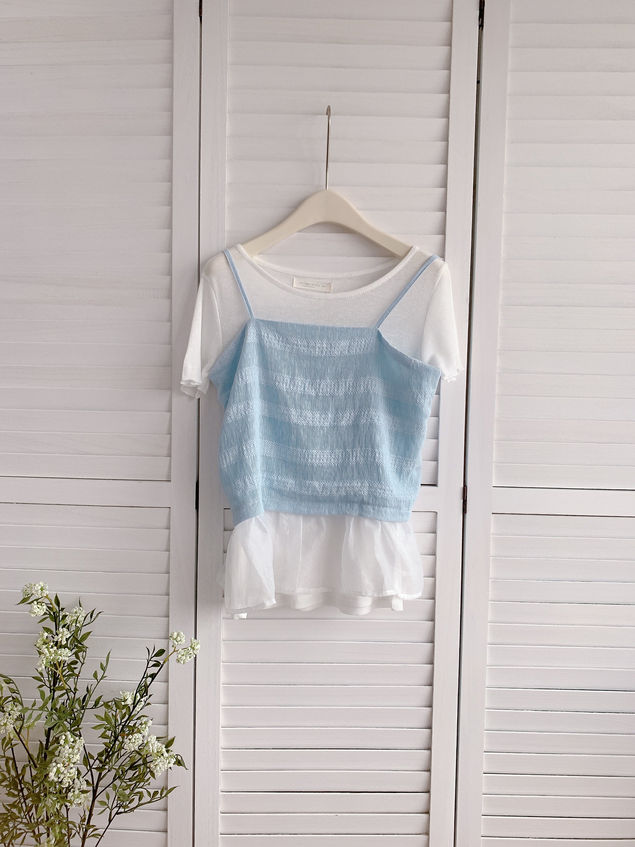 HELLO MILK TEE- 86307  韓系兩件套