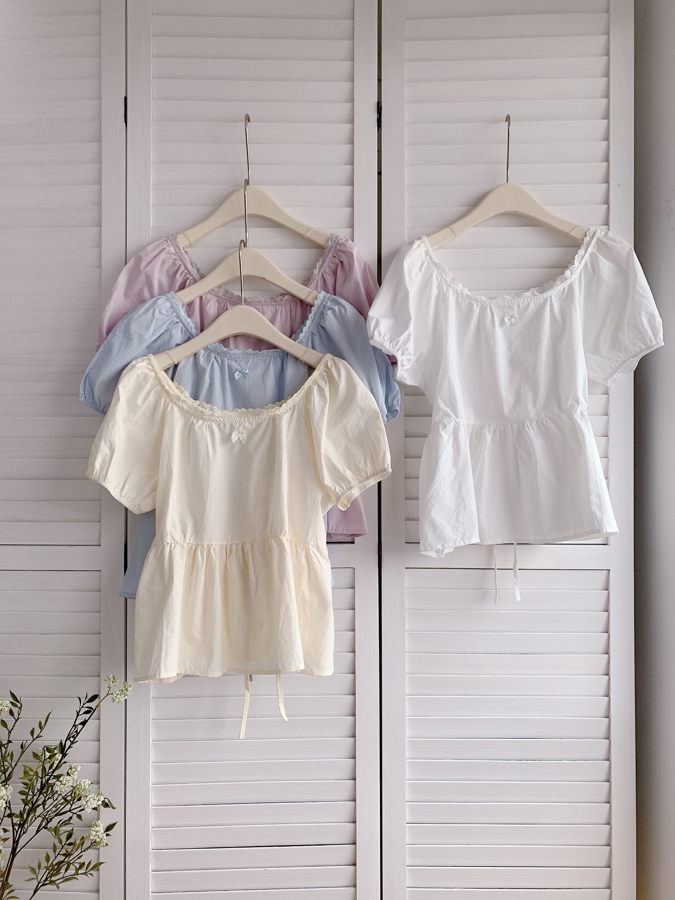 HELLO MILK TEE- 86339  方領小衫