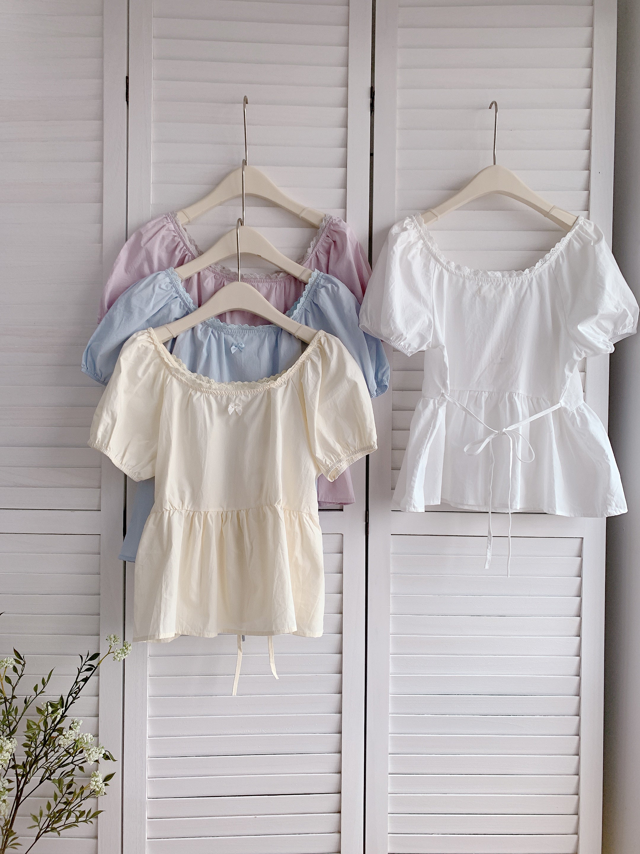 HELLO MILK TEE- 86339  方領小衫