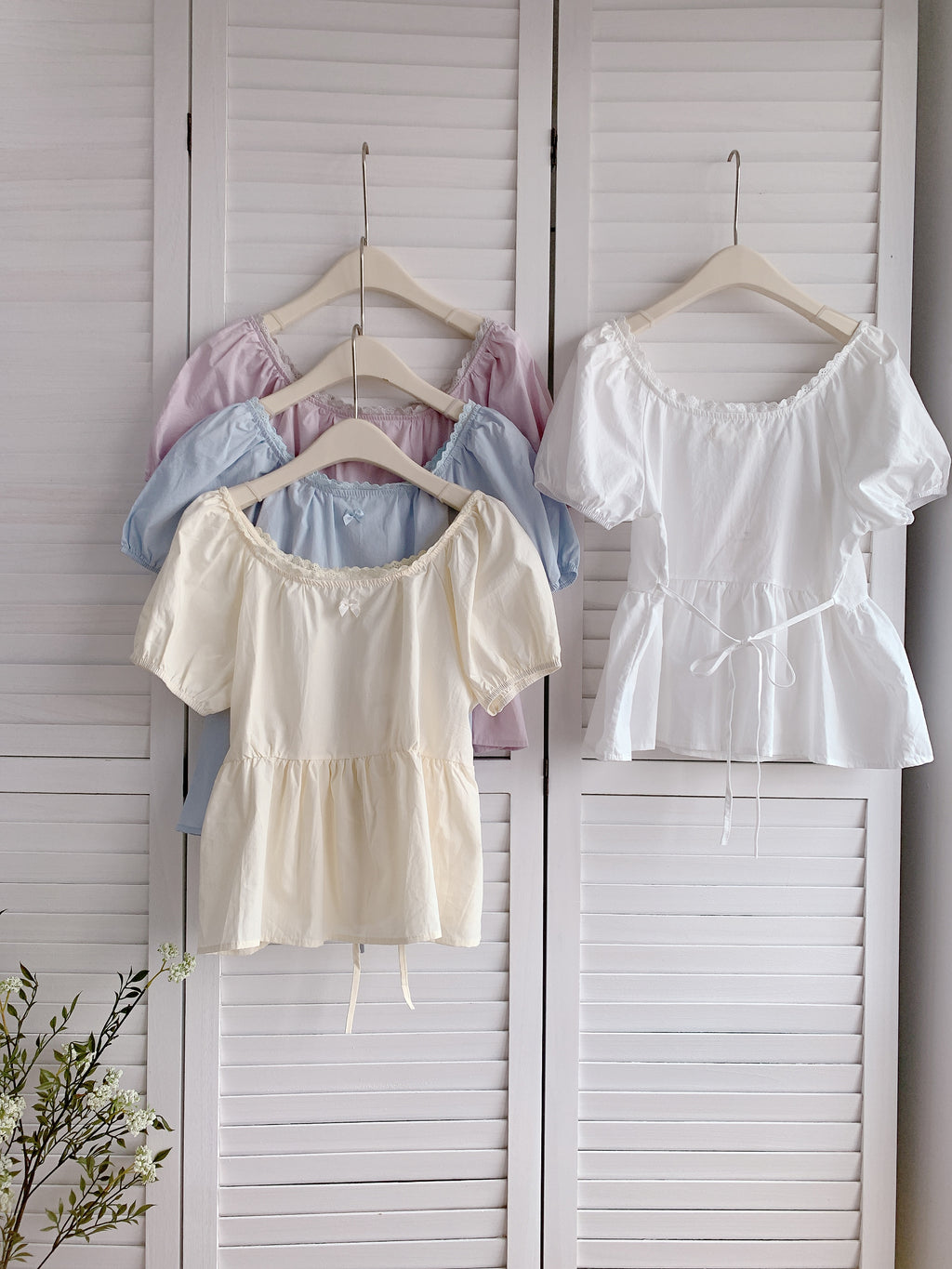 HELLO MILK TEE- 86339  方領小衫