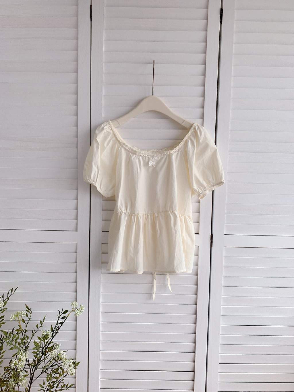 HELLO MILK TEE- 86339  方領小衫