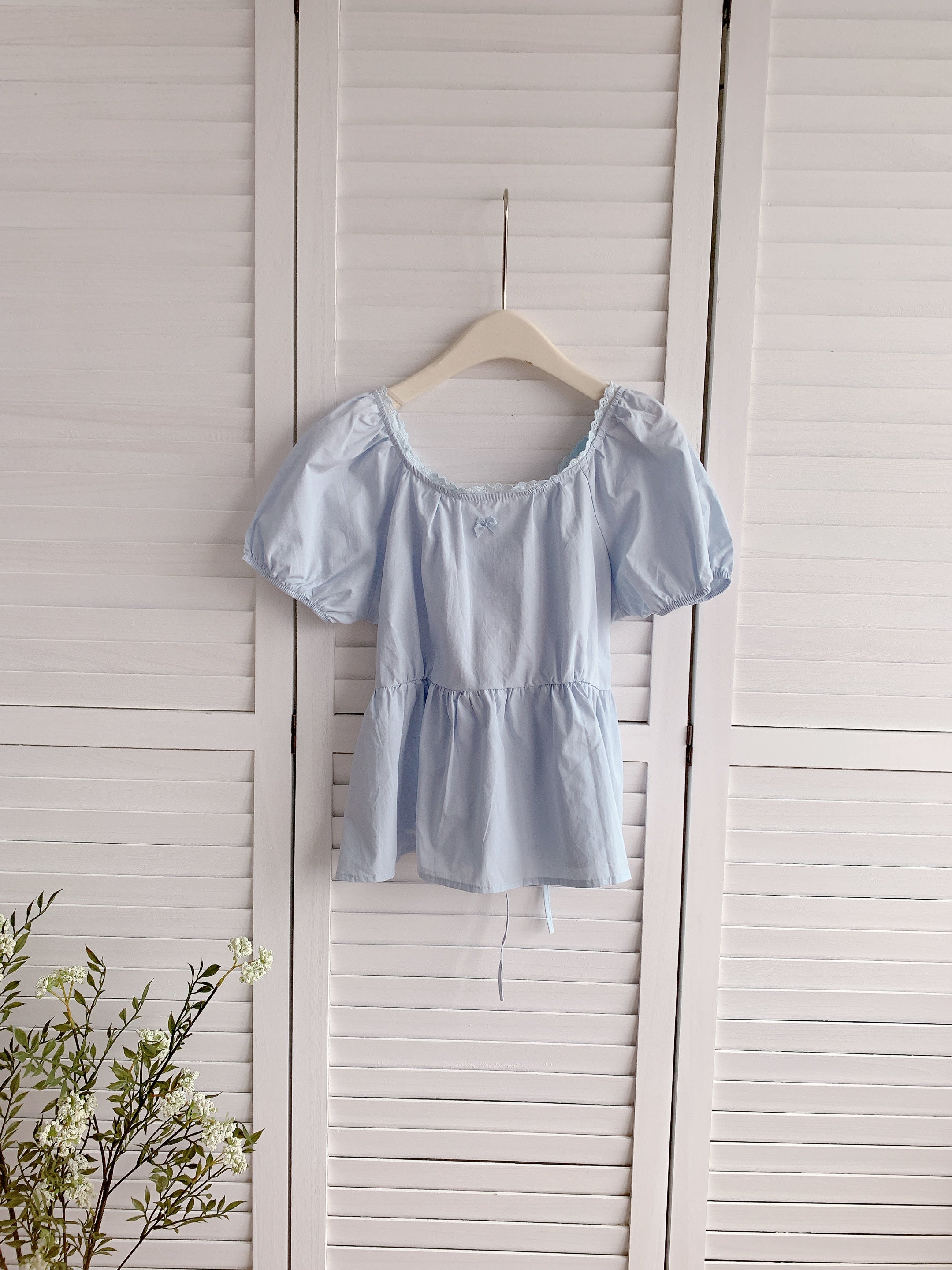 HELLO MILK TEE- 86339  方領小衫