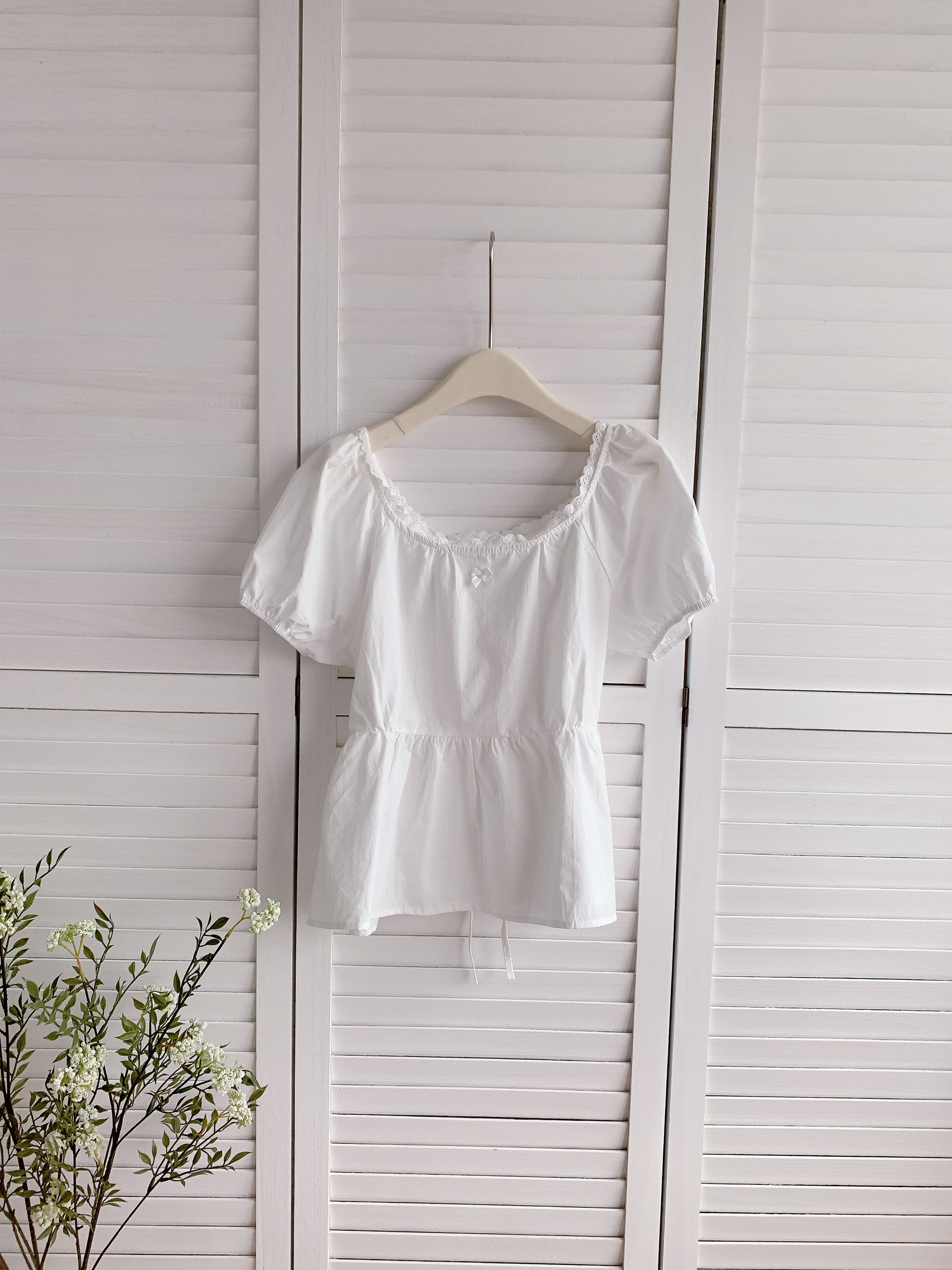 HELLO MILK TEE- 86339  方領小衫