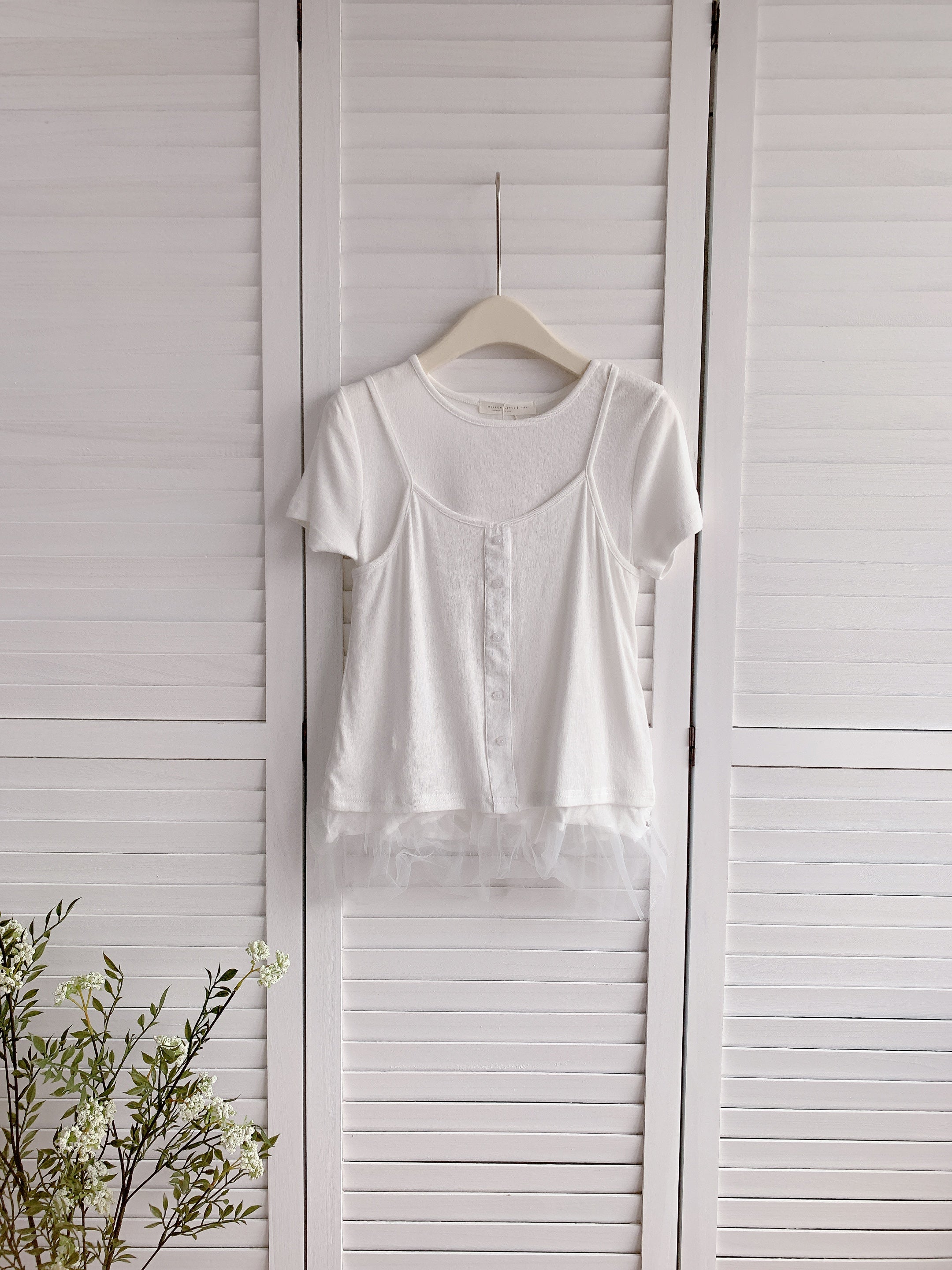 HELLO MILK TEE- 86309 圓領兩件套