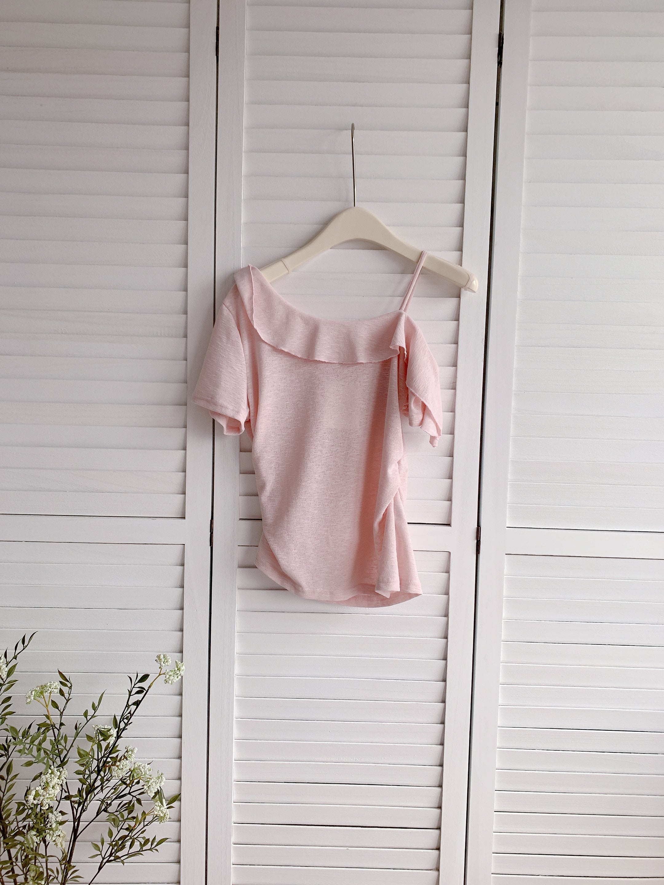 HELLO MILK TEE- 86340  荷葉邊小衫