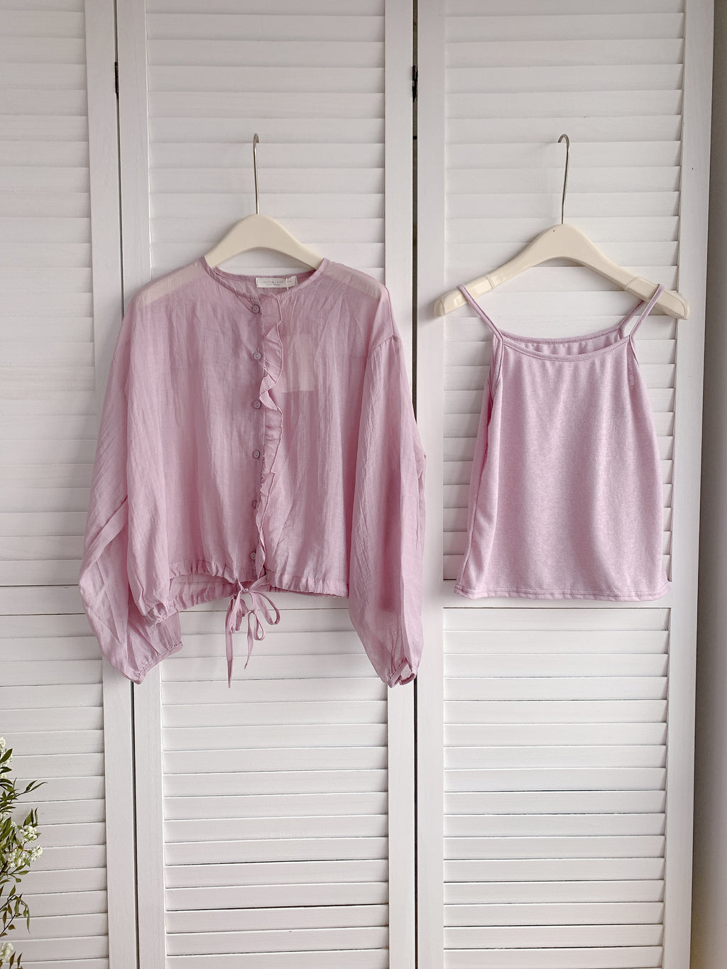 HELLO MILK TEE- 86336  襯衫兩件套