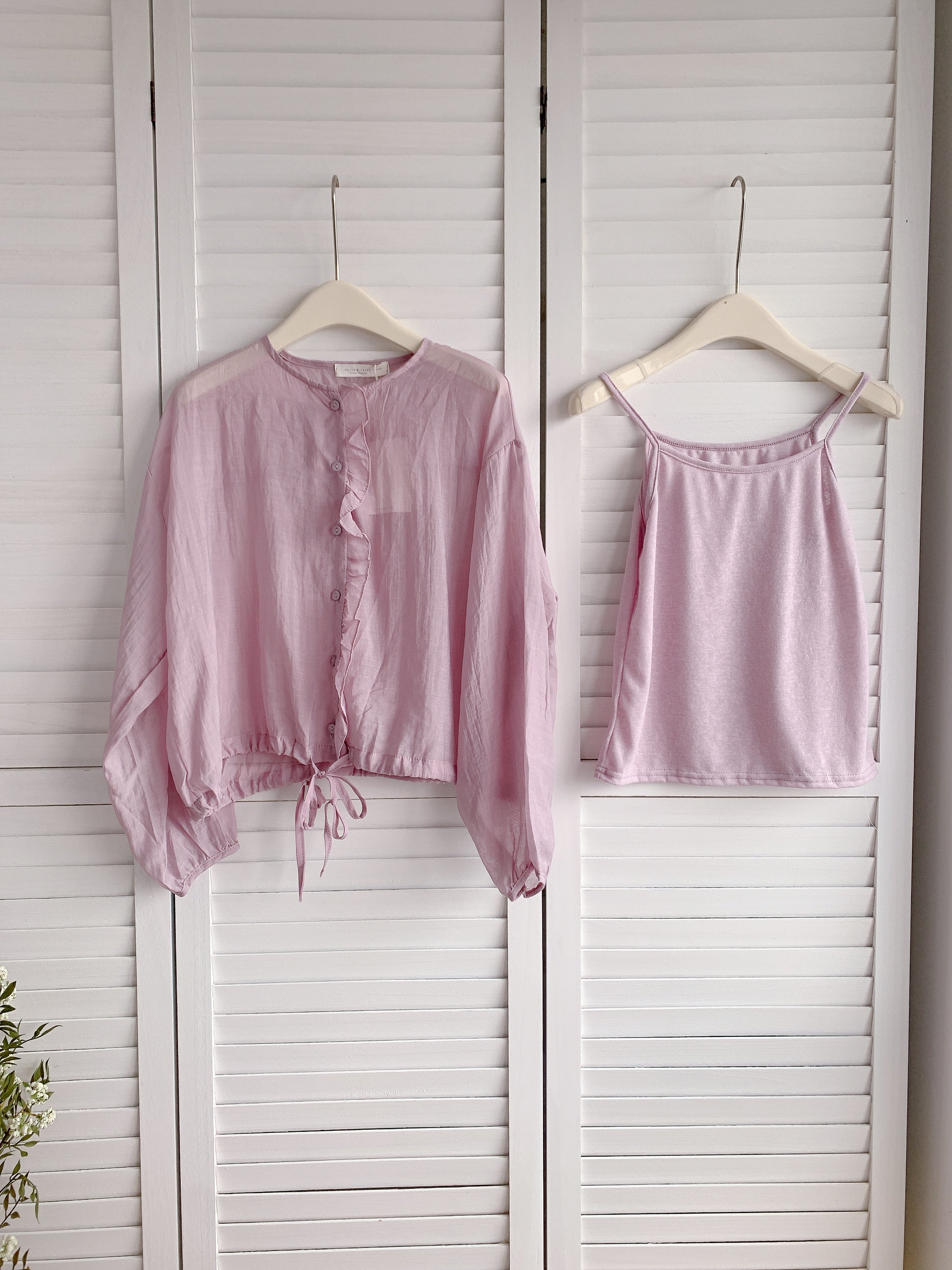 HELLO MILK TEE- 86336  襯衫兩件套