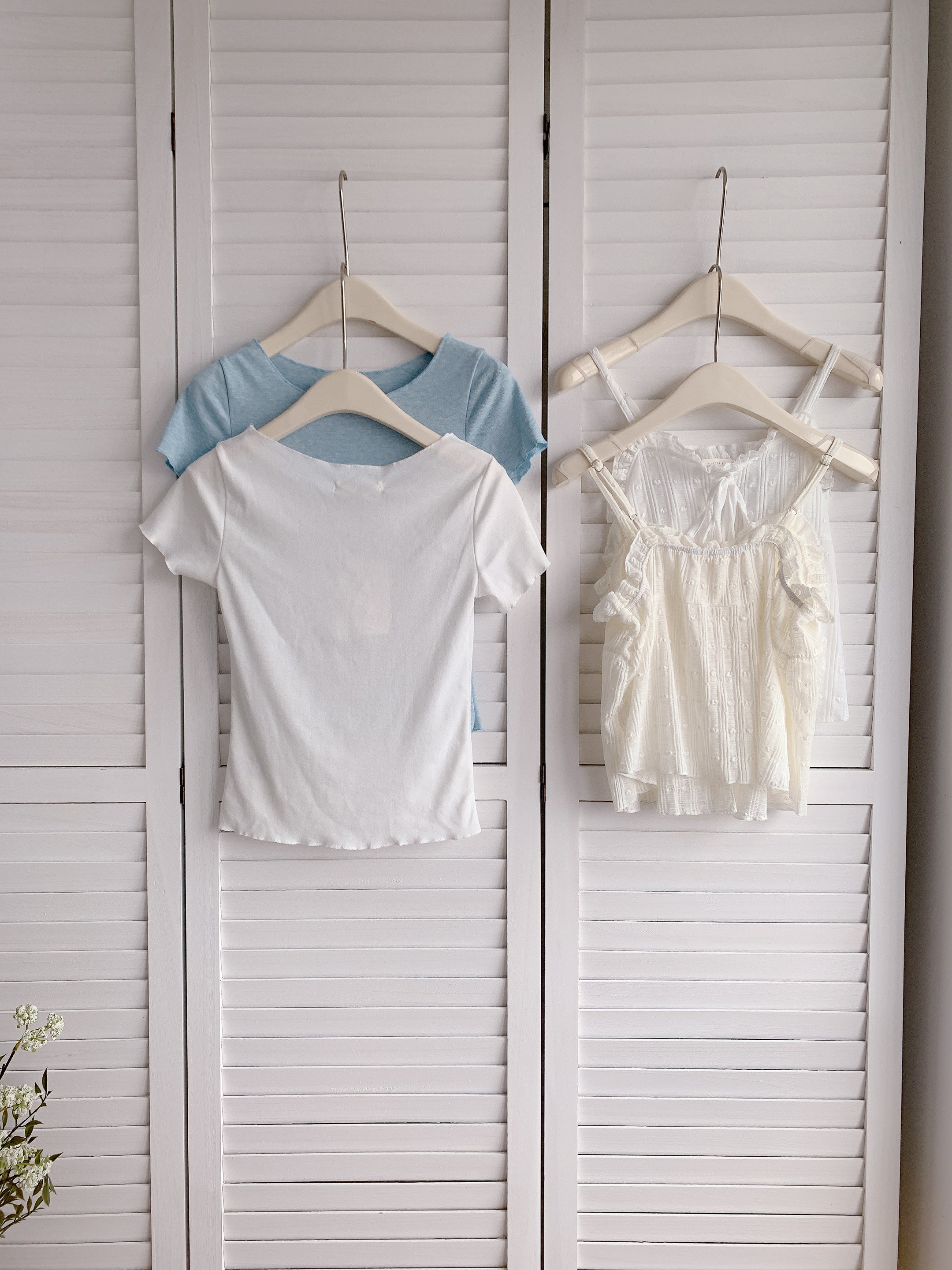 HELLO MILK TEE- 86346  蕾絲兩件套