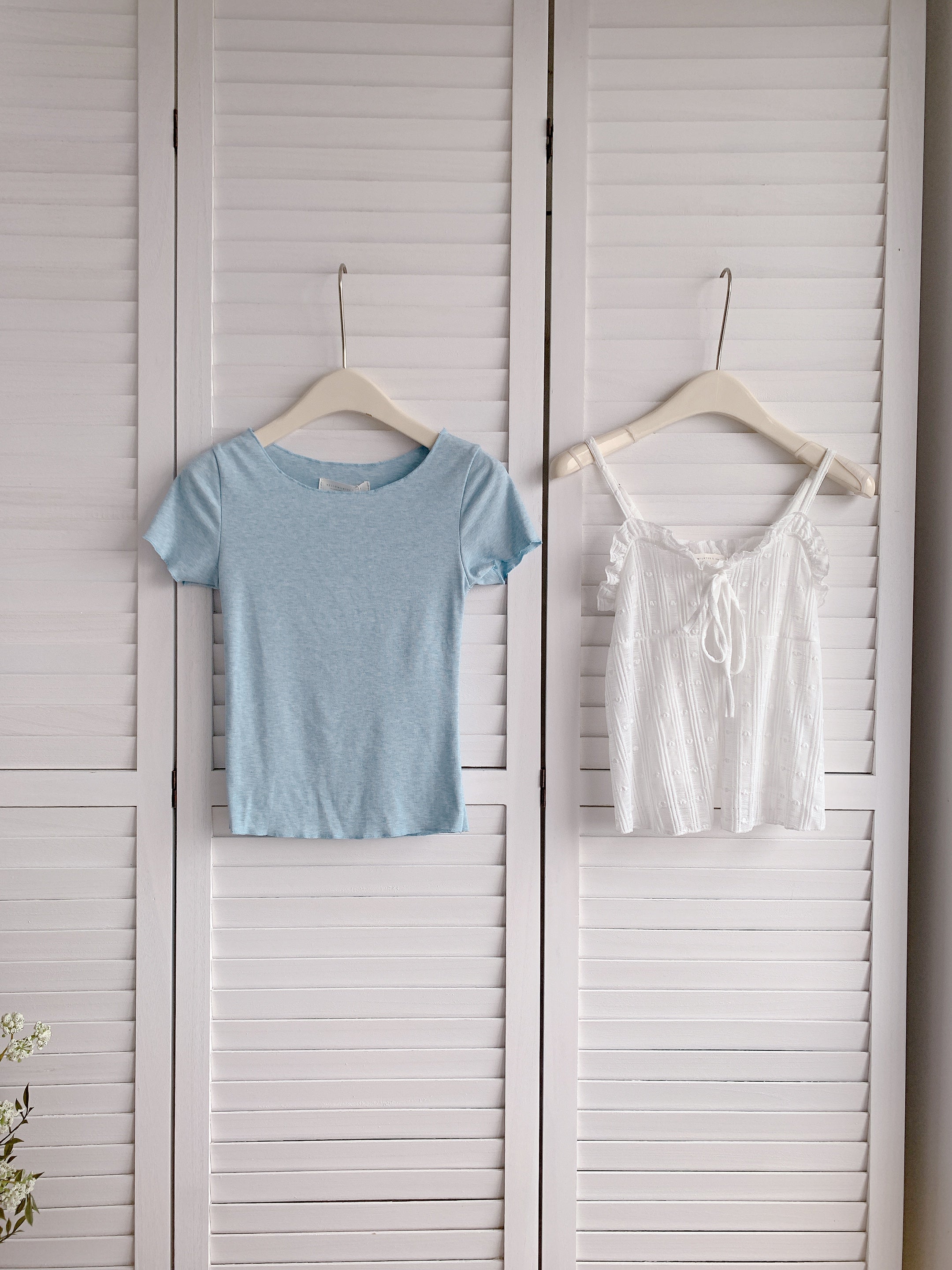 HELLO MILK TEE- 86346  蕾絲兩件套