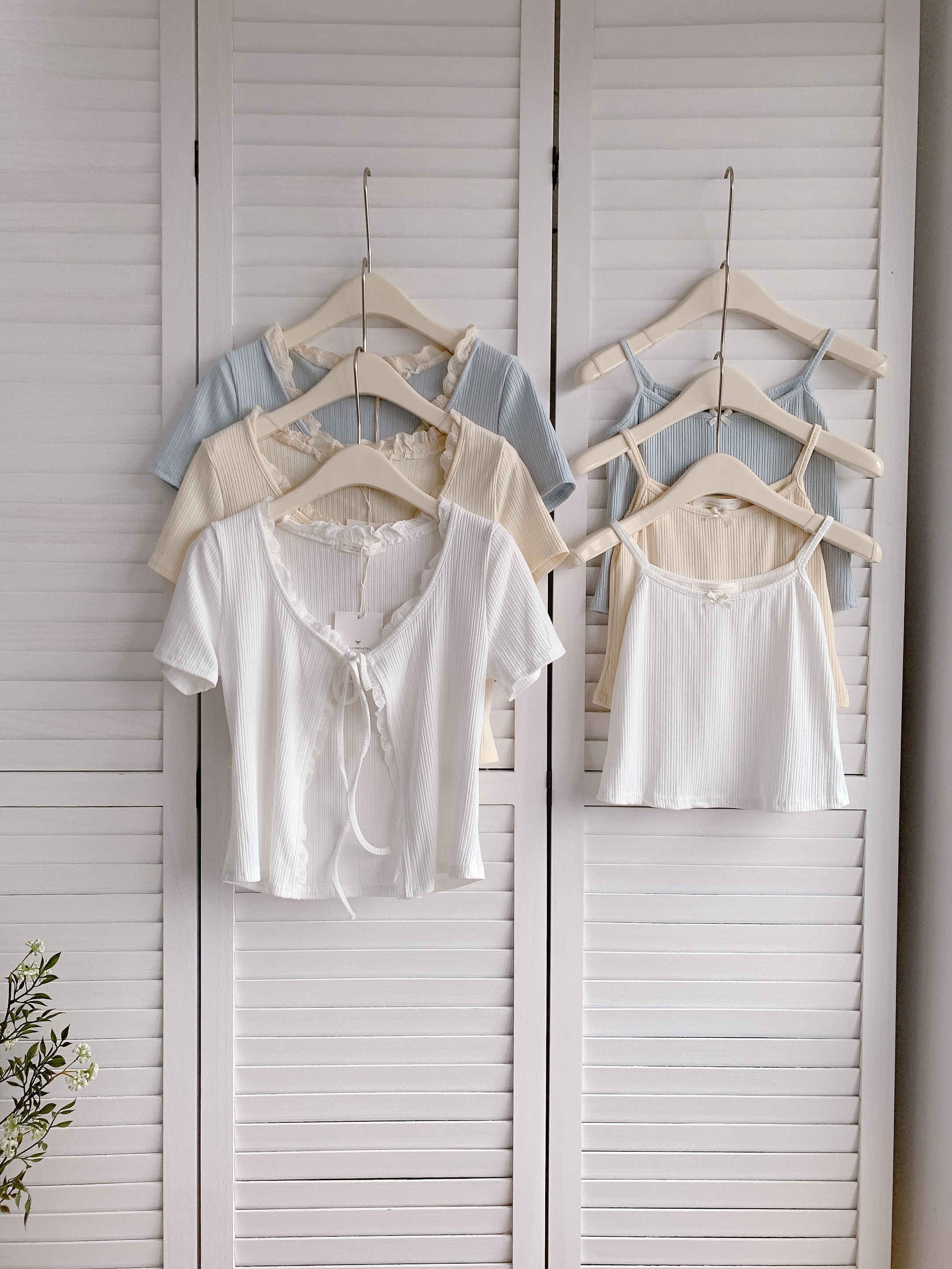 HELLO MILK TEE- 86345  短袖兩件套