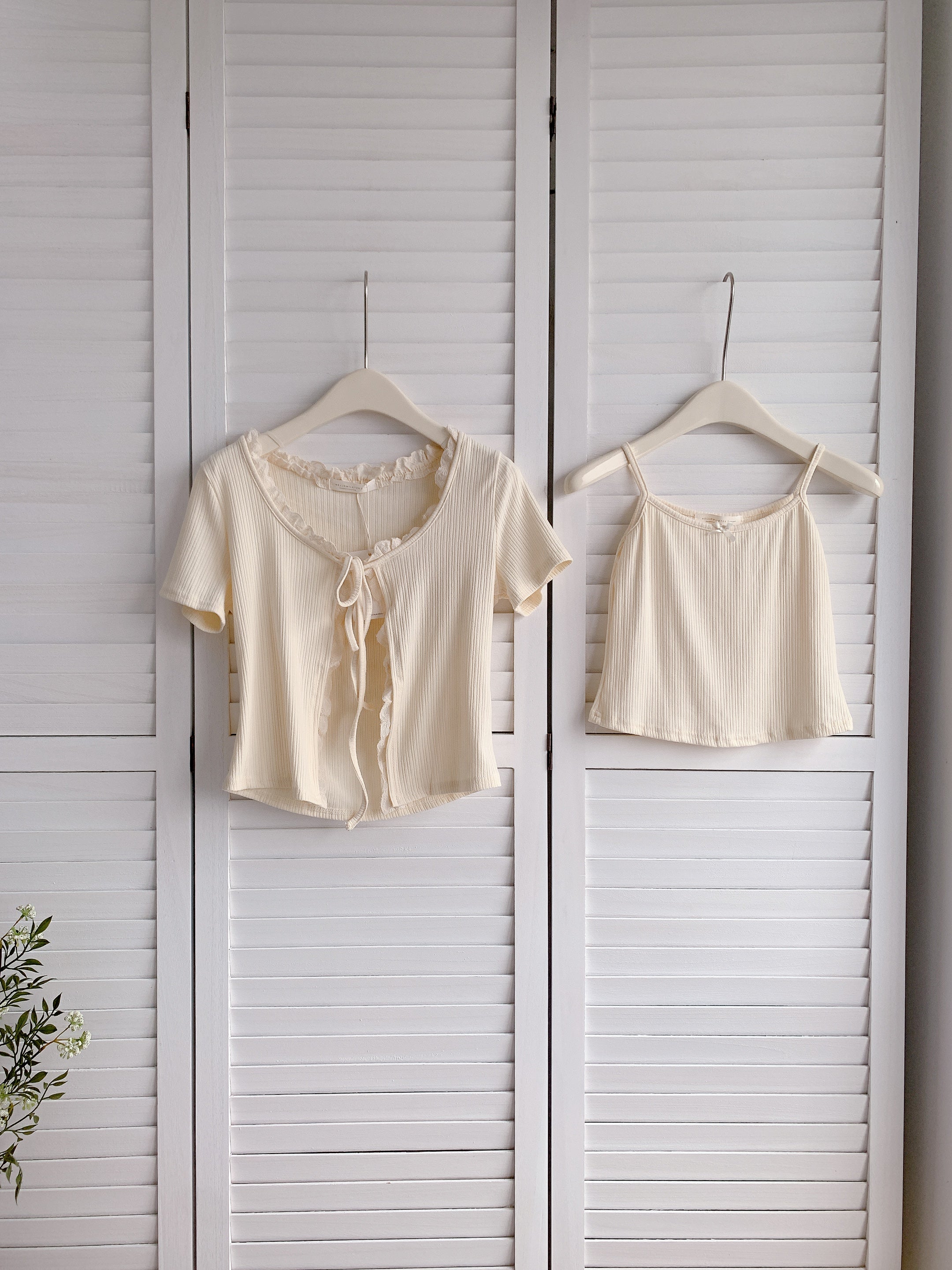 HELLO MILK TEE- 86345  短袖兩件套