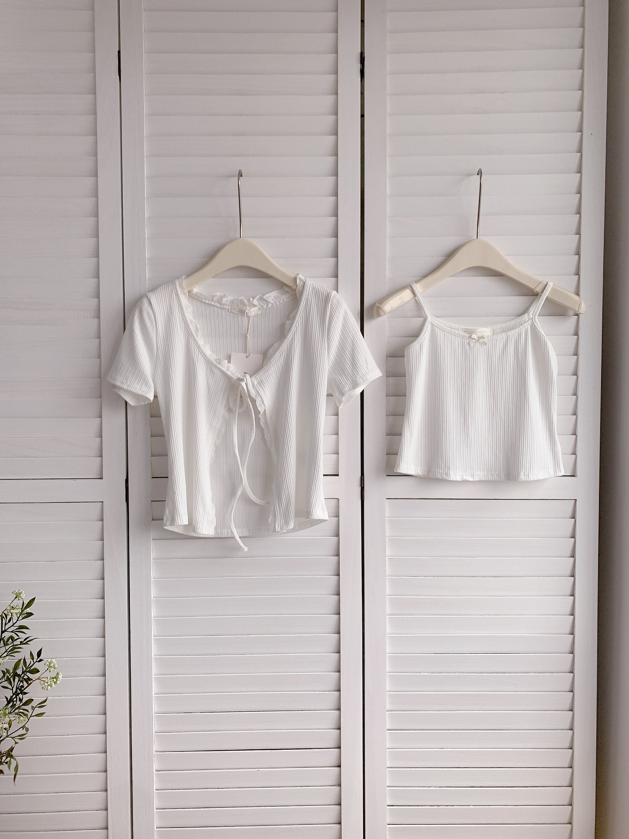 HELLO MILK TEE- 86345  短袖兩件套