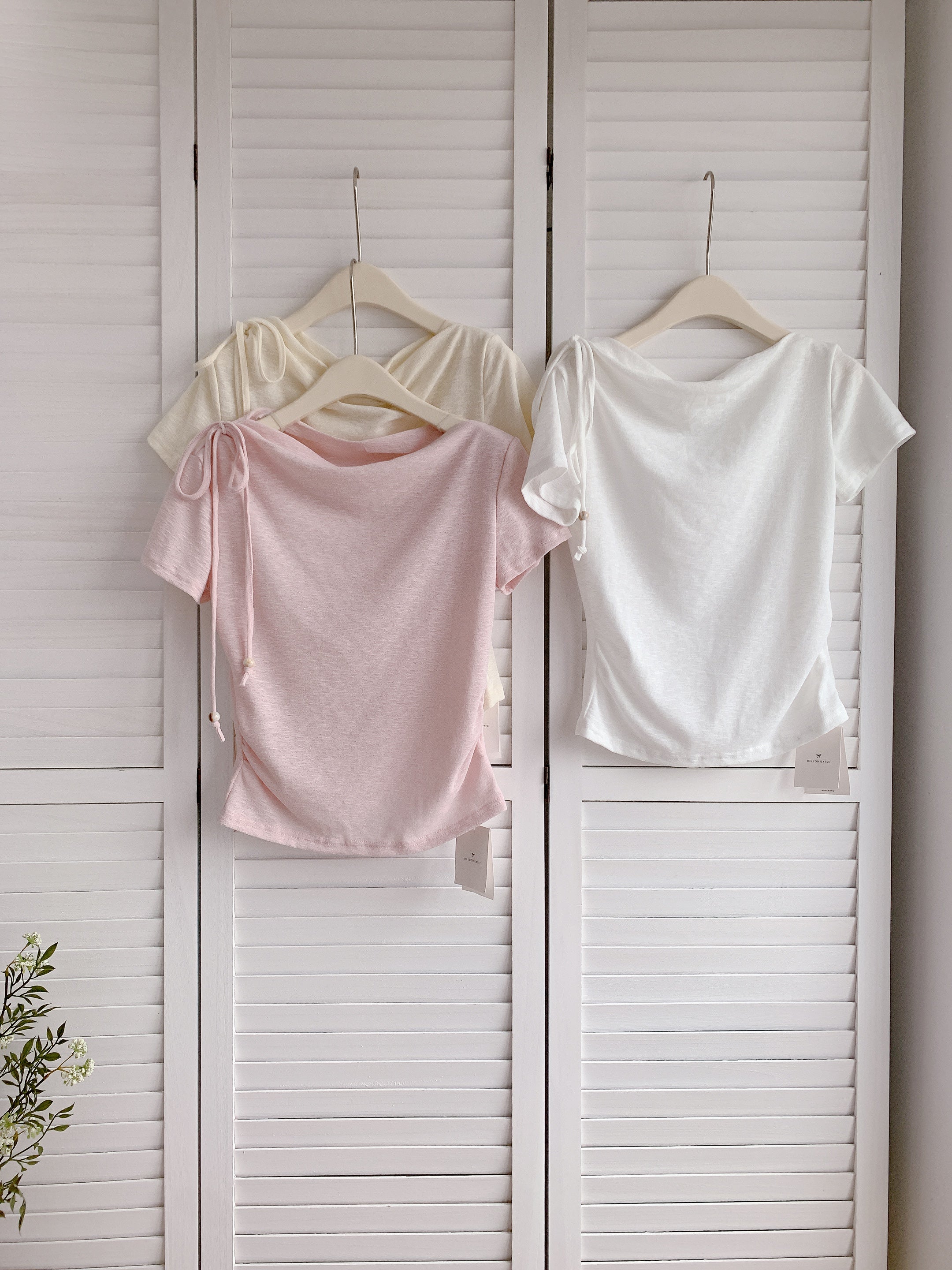 HELLO MILK TEE- 86341  系帶小衫