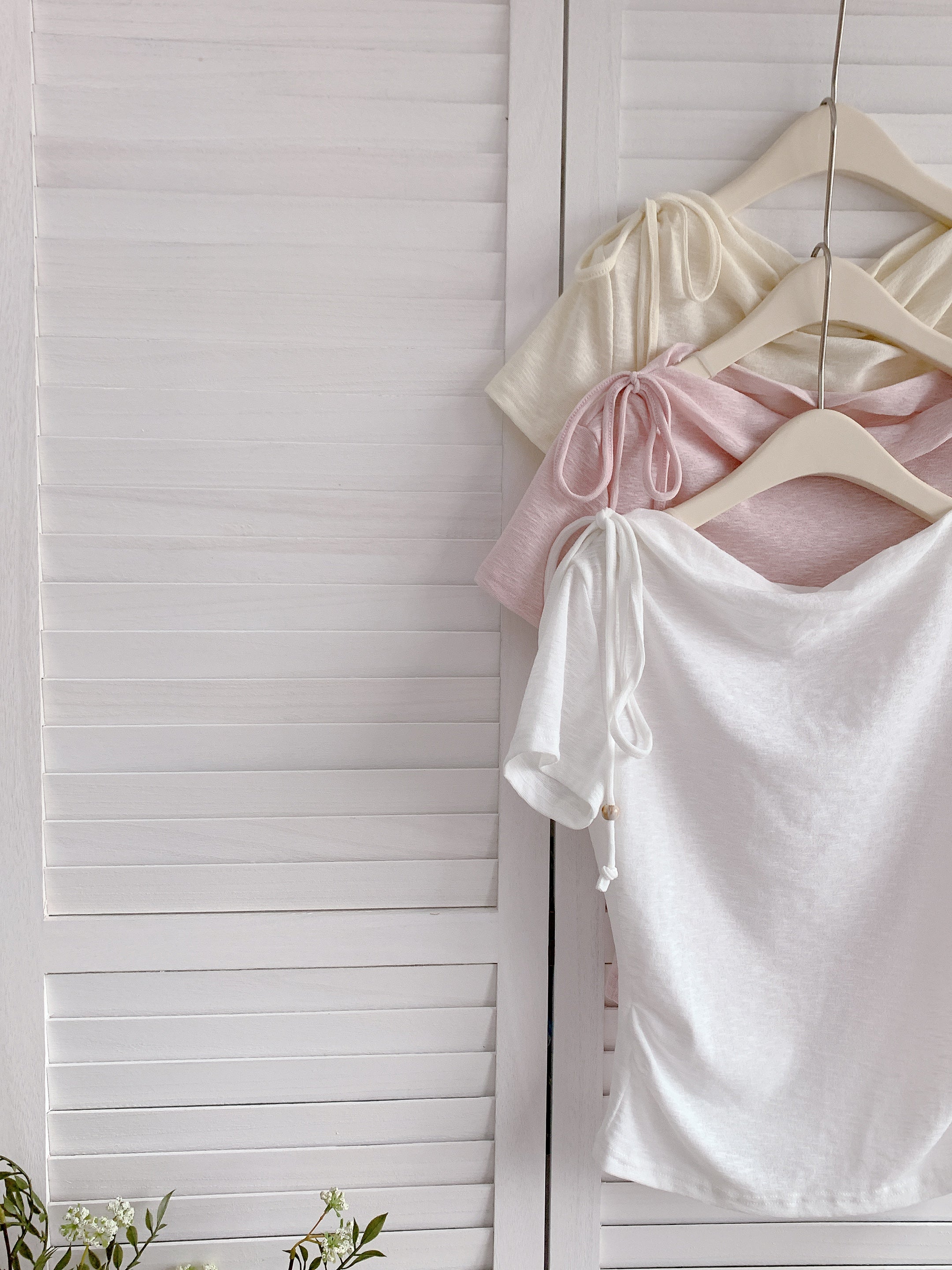 HELLO MILK TEE- 86341  系帶小衫