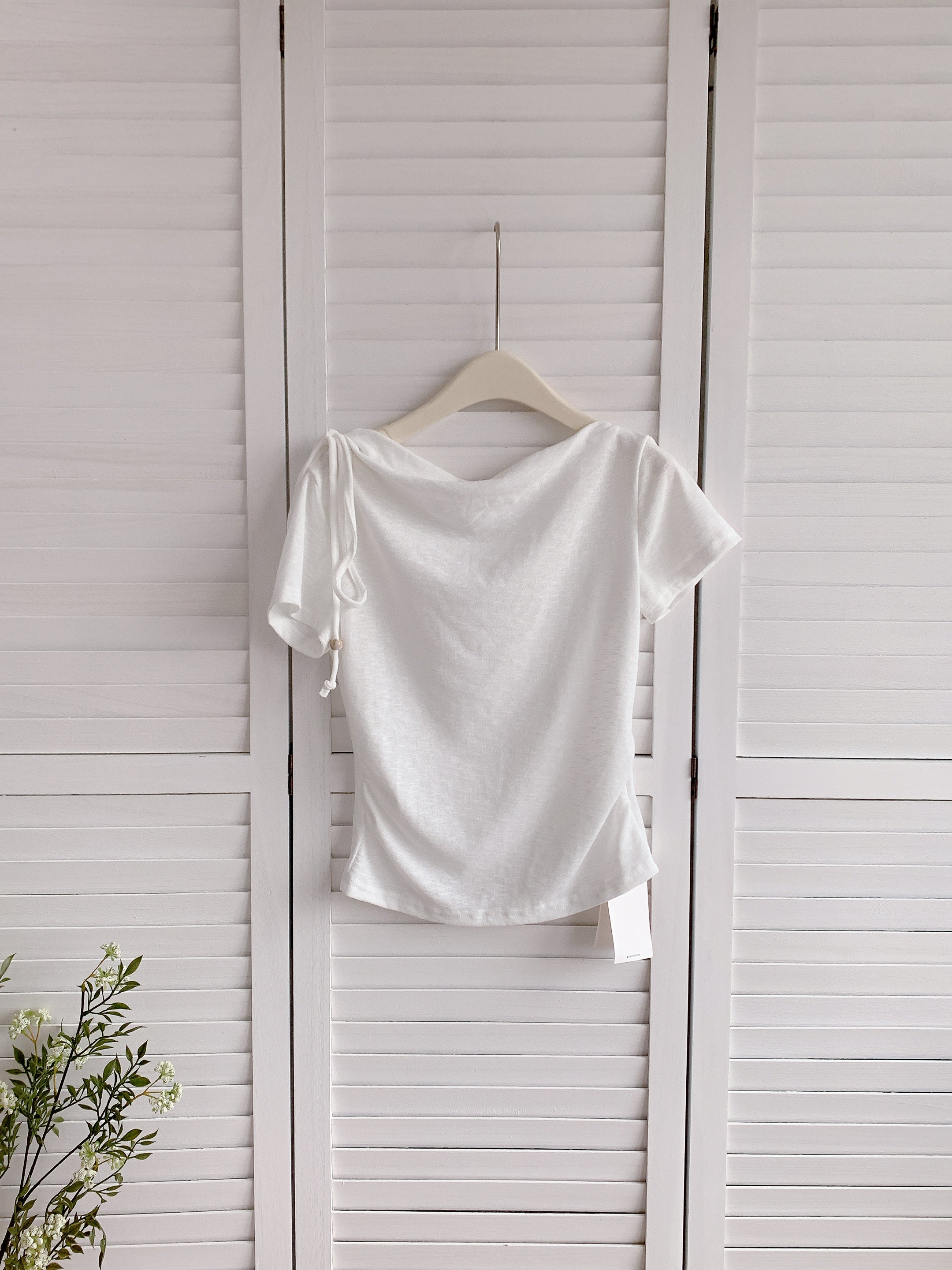 HELLO MILK TEE- 86341  系帶小衫