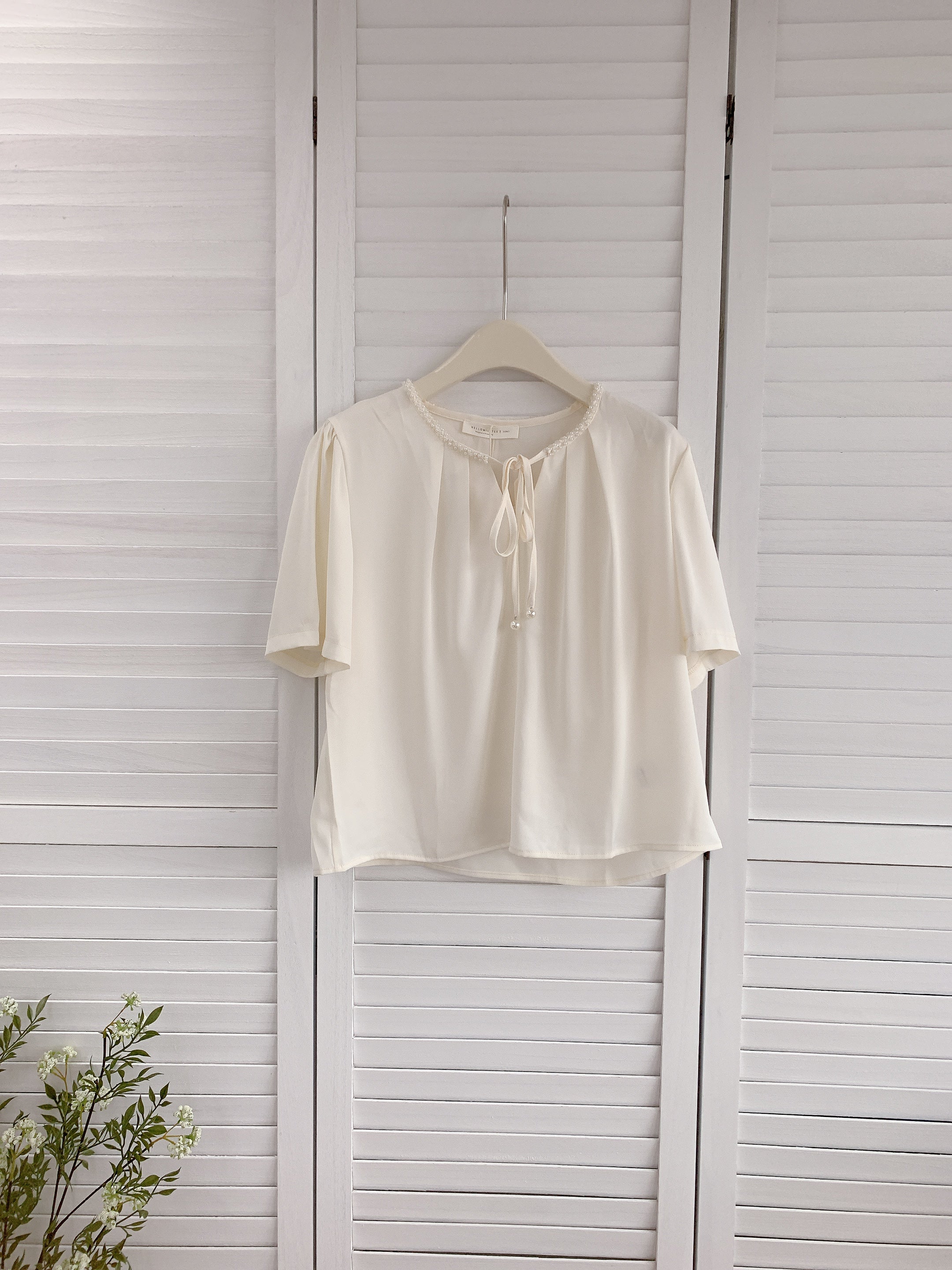 HELLO MILK TEE- 86331  系帶小衫