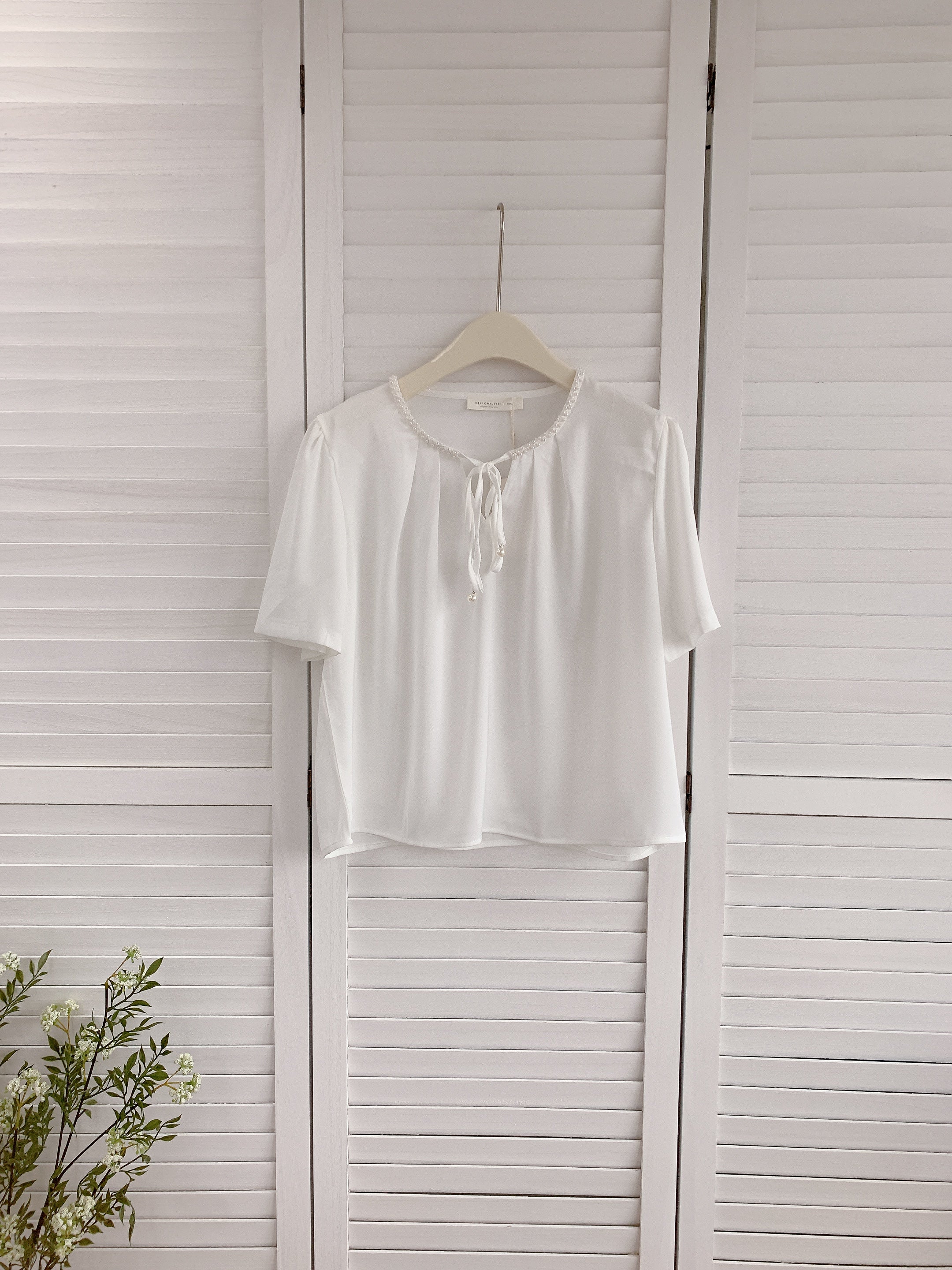 HELLO MILK TEE- 86331  系帶小衫